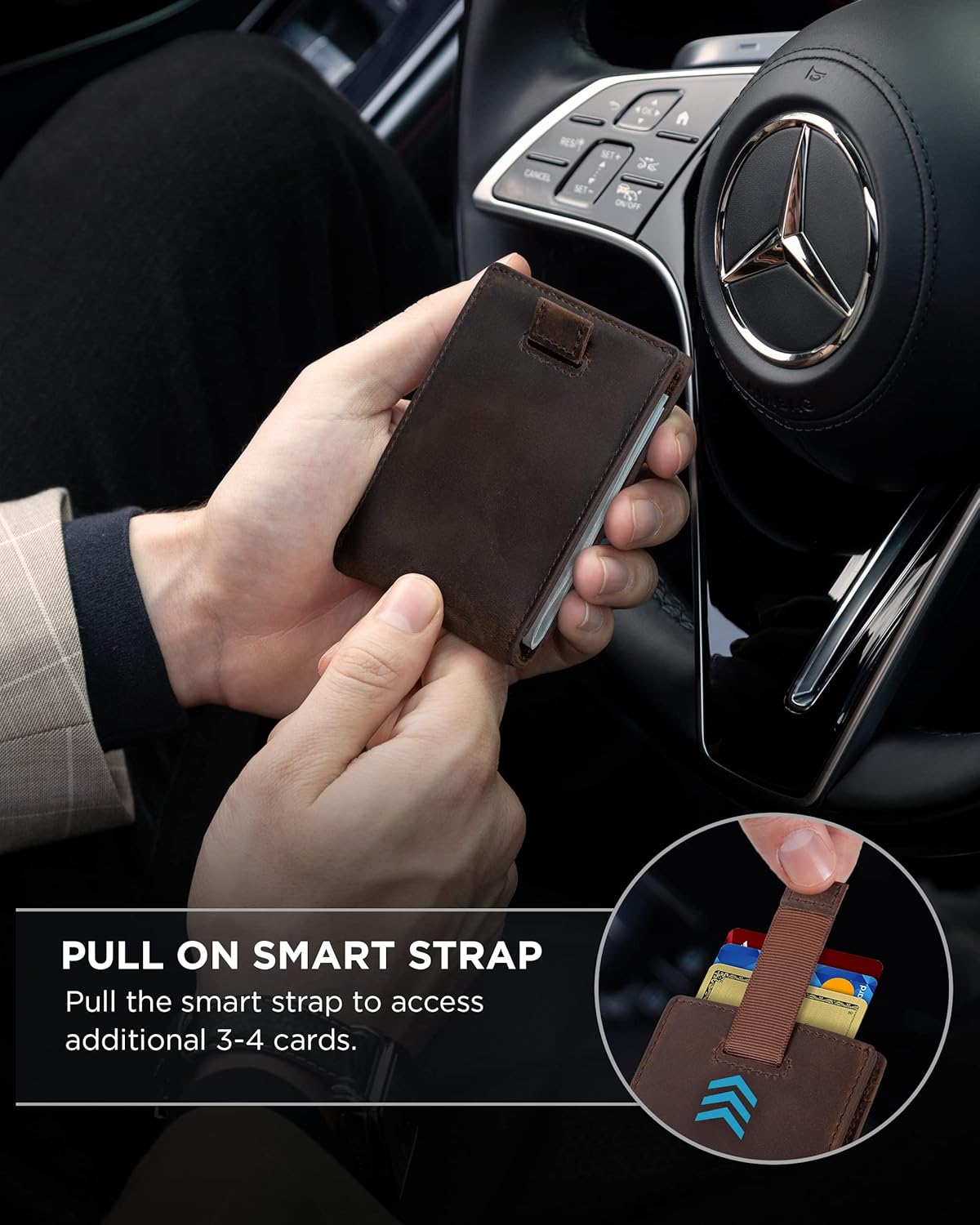 SERMAN BRANDS RFID Blocking Slim Bifold Genuine Leather Minimalist Fro