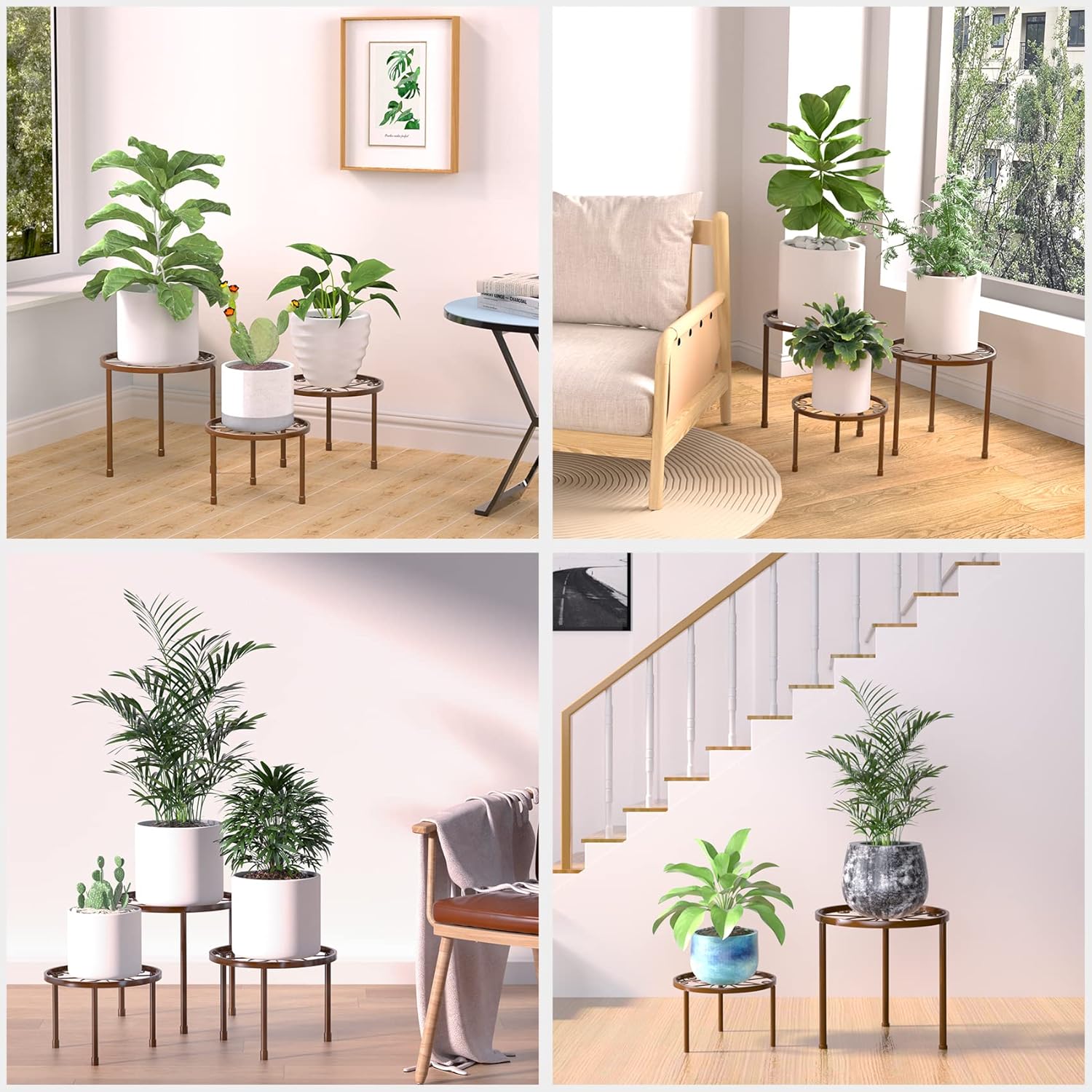 5-Pack Decent Metal Plant Stands, Heavy Duty Flower Pot Stands for Mul