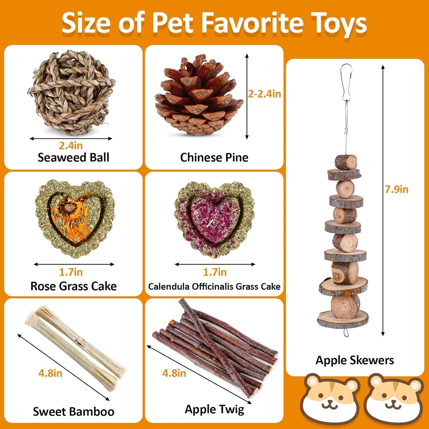 VESPRO Hamster Toys Set, Guinea Pig Toys Small Animal Chewing Toy and 