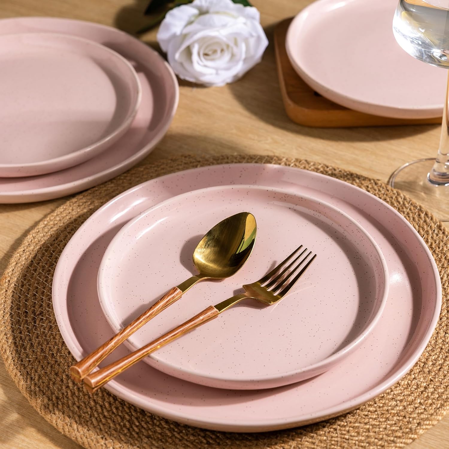 AmorArc Ceramic Dinnerware Sets for 4, 12 Pieces Handpainted Plates an