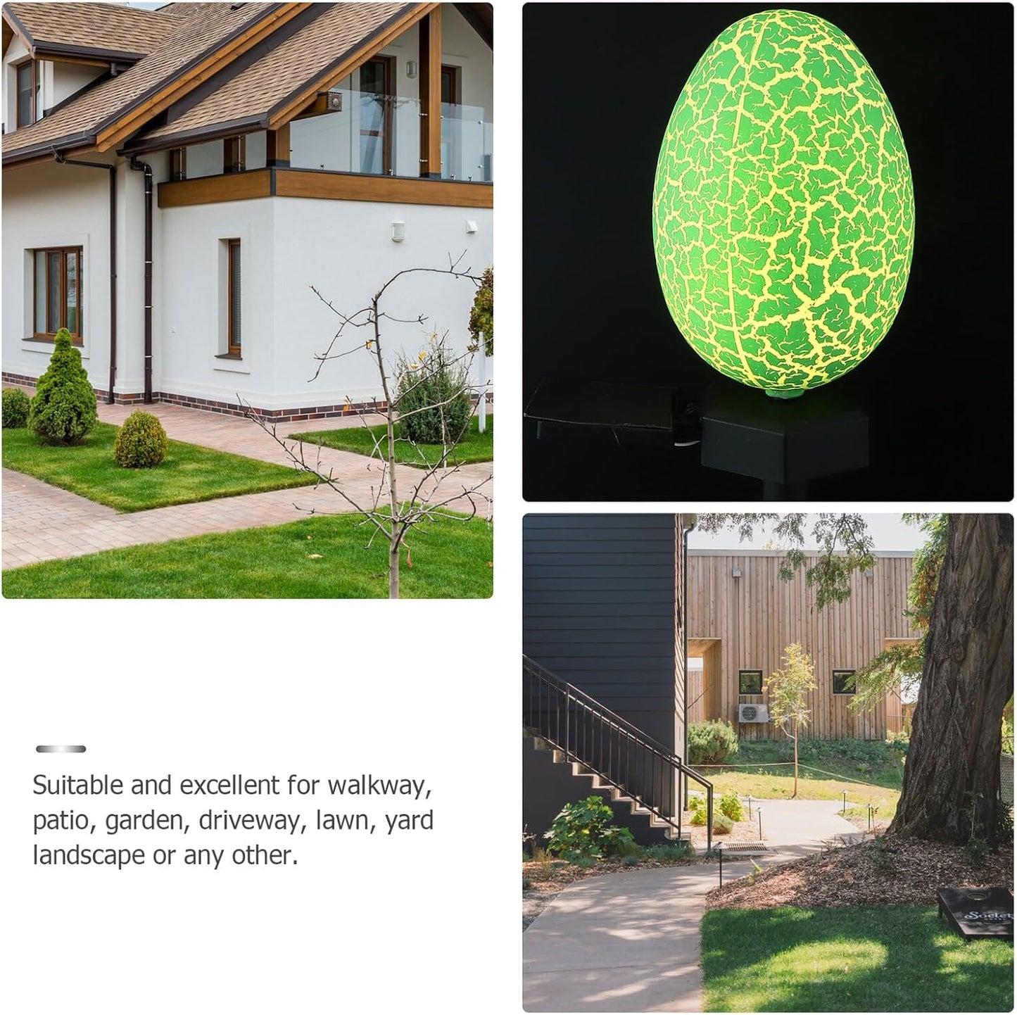 Solar Easter Egg Yard Light Outdoor Garden Solar Lamp LED Crackle Shell Landscape Decor Green Stake Light for Holiday Patio Lawn