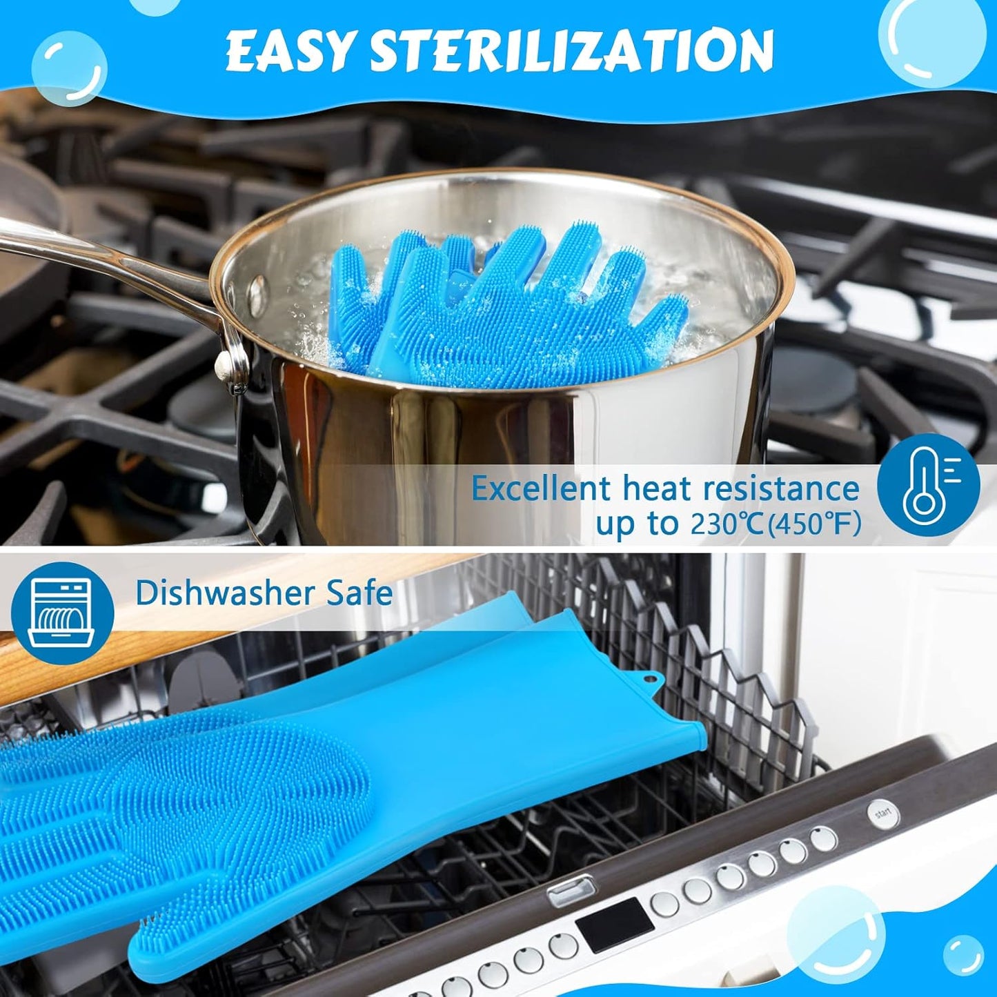 Pecute Pet Grooming Gloves - Heat Resistant Silicone Gloves with High-
