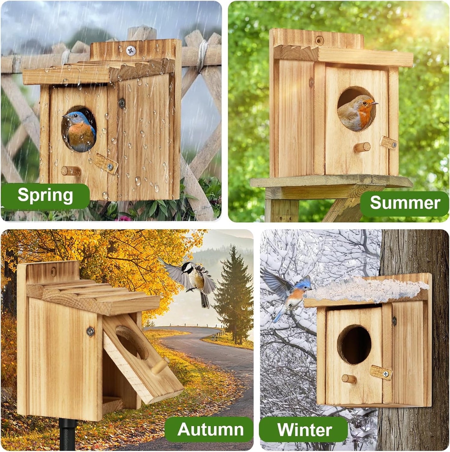Small Bird House for Hummingbirds,Bird Houses for Outside,Humming Bird Houses for Outside,Outdoor Bird Box,Birdhouse,Bluebird House,Wooden Birdhouse with perches