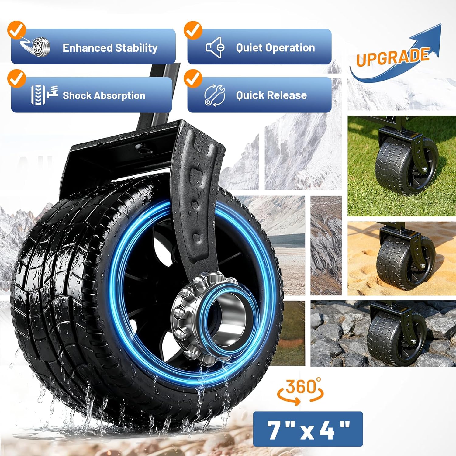 EchoSmile Collapsible Wagon Cart for Camping & Beach - Heavy Duty 400l