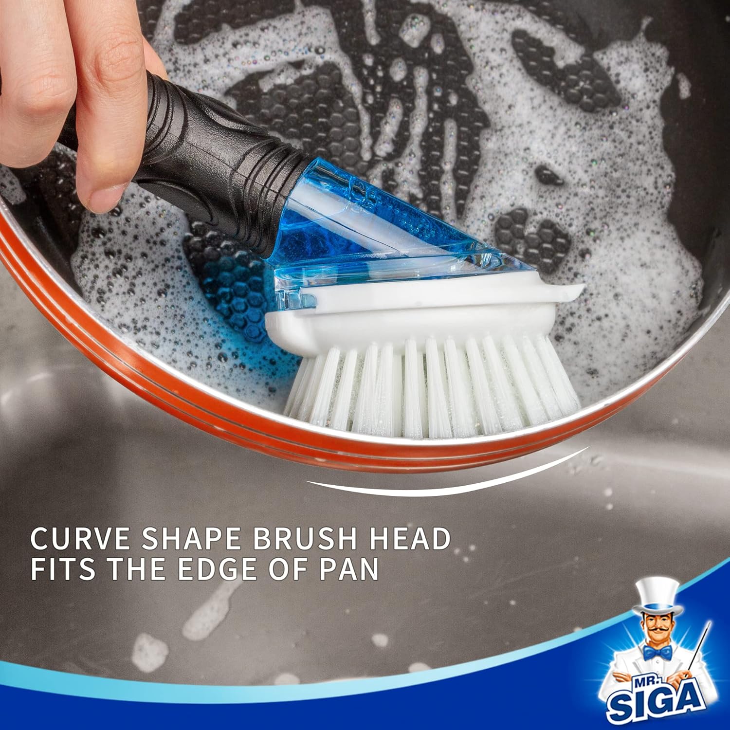 MR.SIGA Soap Dispensing Dish Brush, Kitchen Brush for Pot Pan Sink Cle