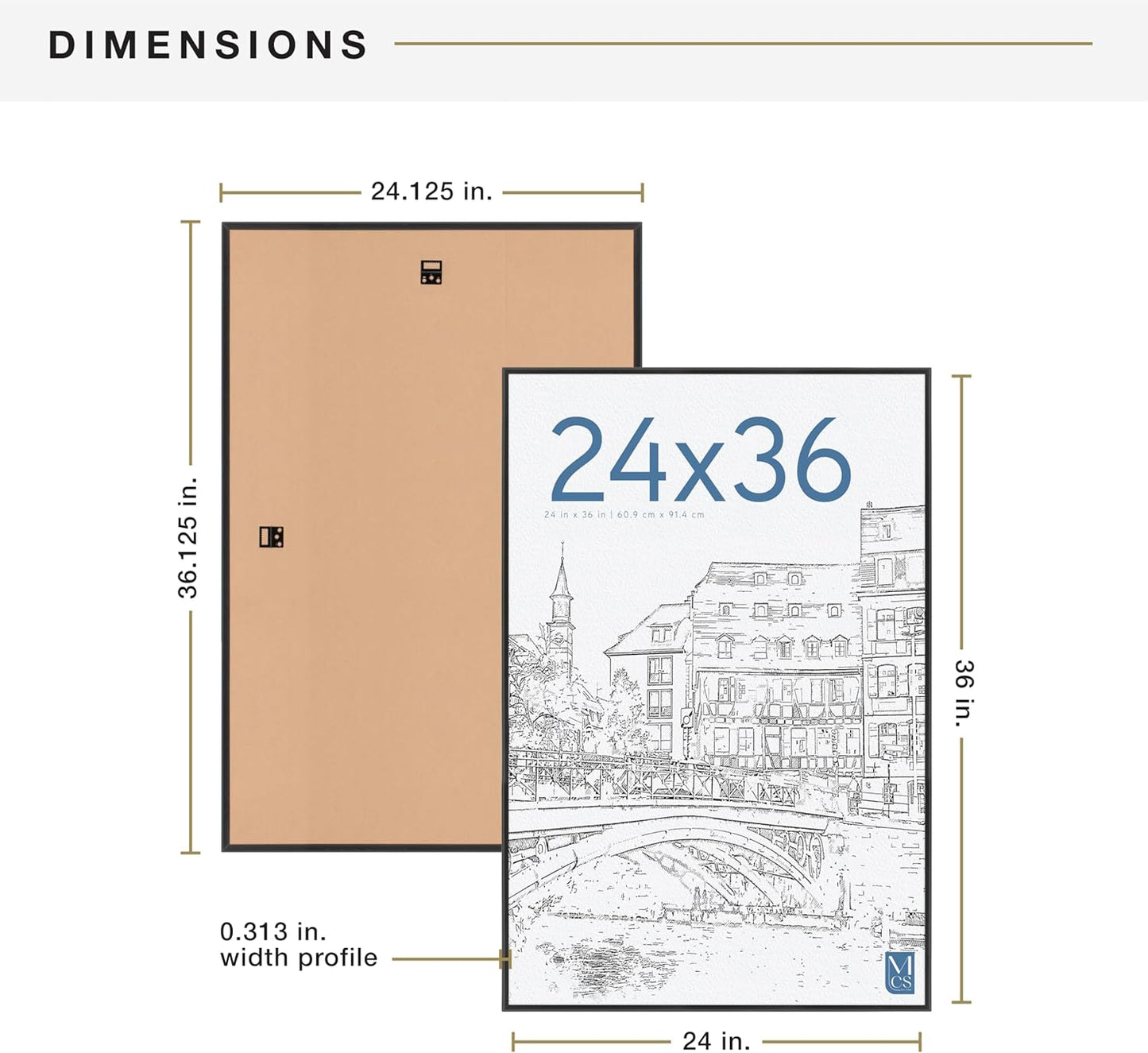 MCS Original Poster Frame 24x36 Black Lightweight Vertical & Horizontal Wall Hanging Large Picture Frame for Posters, Art Prints & Gallery Wall (6-Pack)