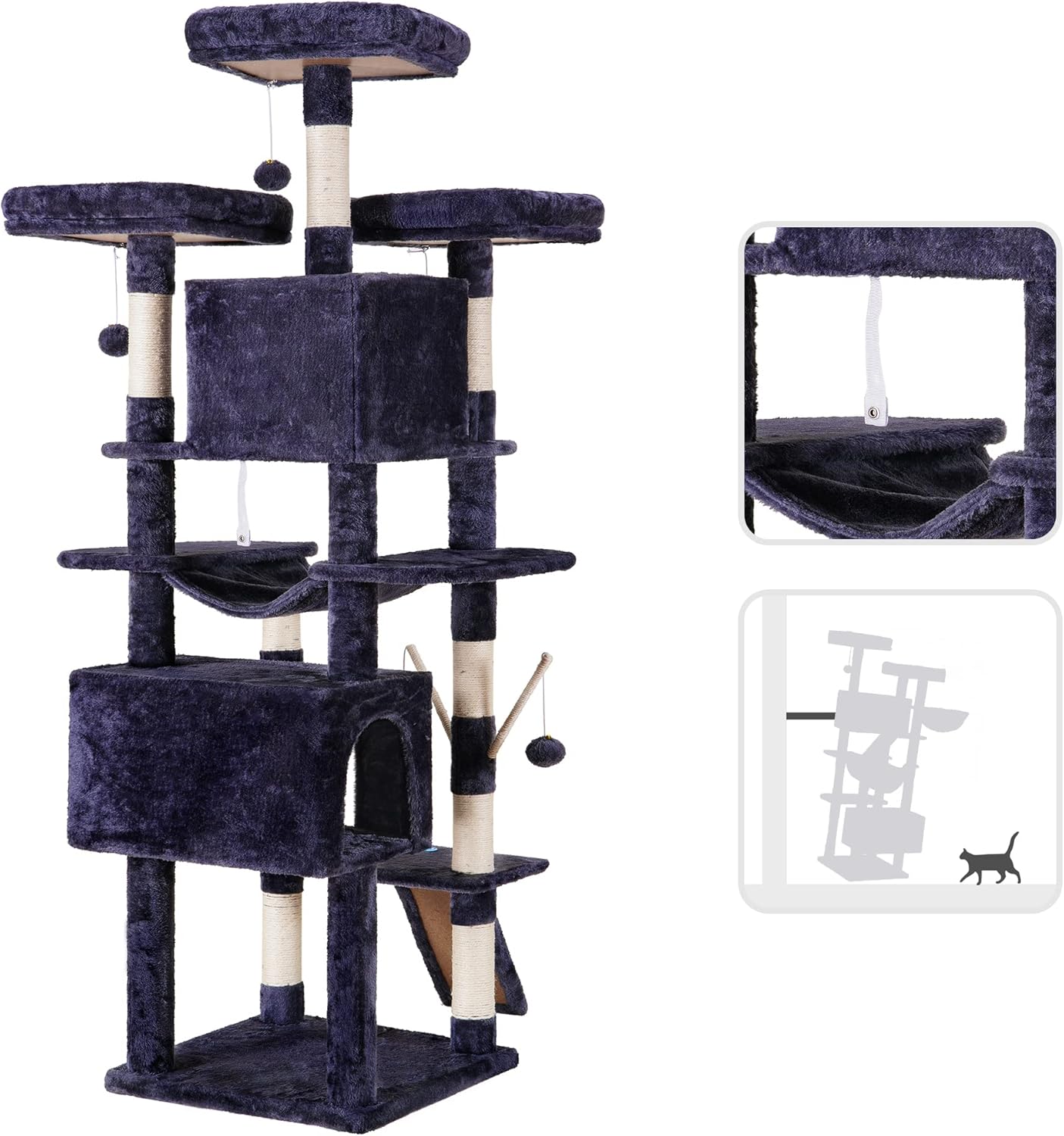 Hey-brother Cat Tree, 71 inches XL Large Cat Tower for Indoor Cats, Mu