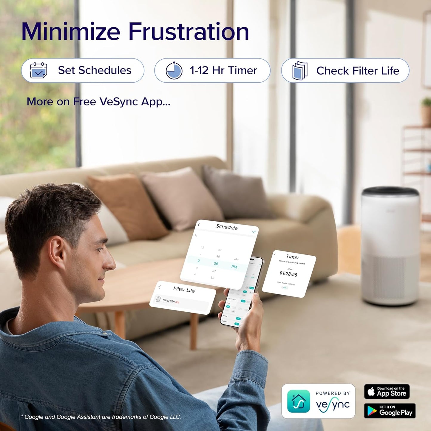 LEVOIT Air Purifiers for Home Large Room Up to 1733 Ft² With HEPA Slee