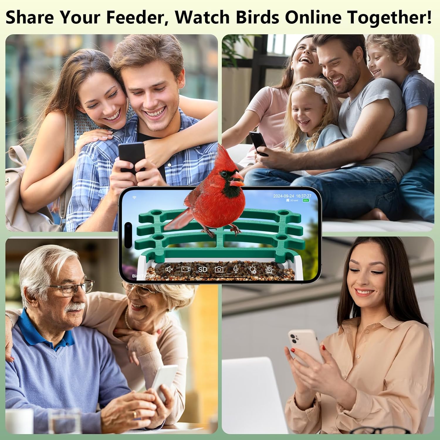 Smart Bird Feeder with Camera, AI Bird Species Identification Solar Po