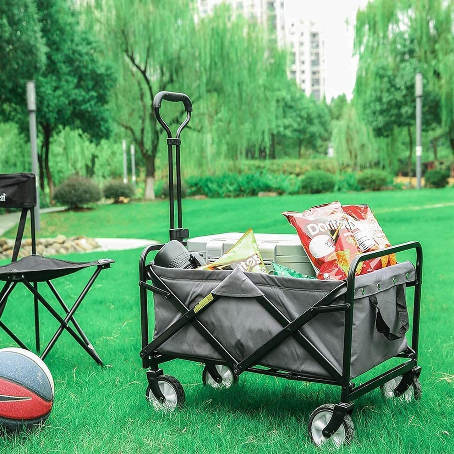 Folding Wagon, Capacity 80 kg, Portable Garden Cart, Camping Wagon - for Beach Outdoor Garden Picnic Heavy Duty Shopping Cart Wagons (Camouflage Green) (Camouflage Green)