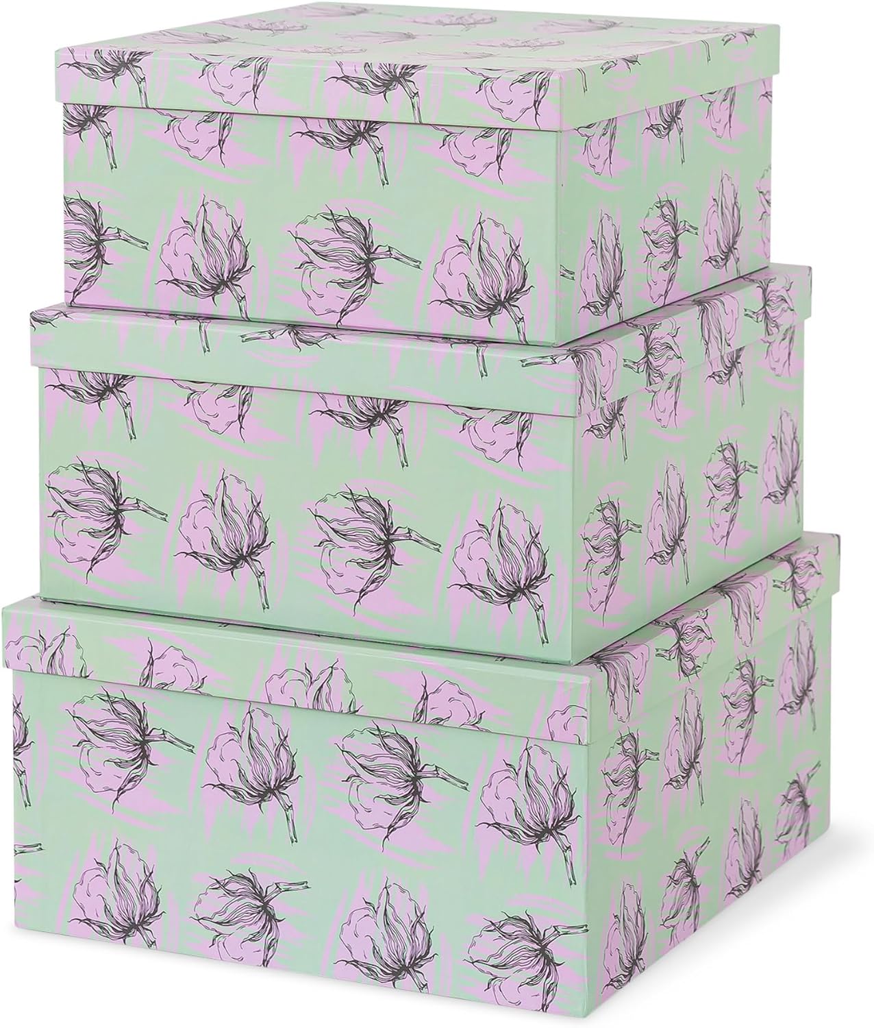 Soul & Lane Set of 3 Decorative Boxes with Lids, Square 11" x 11" Nest