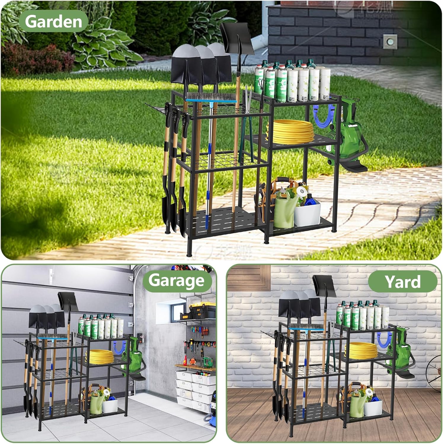 Garden Tool Organizer, 33.8×11.8×32inch Heavy-Duty Steel Garden Tool R