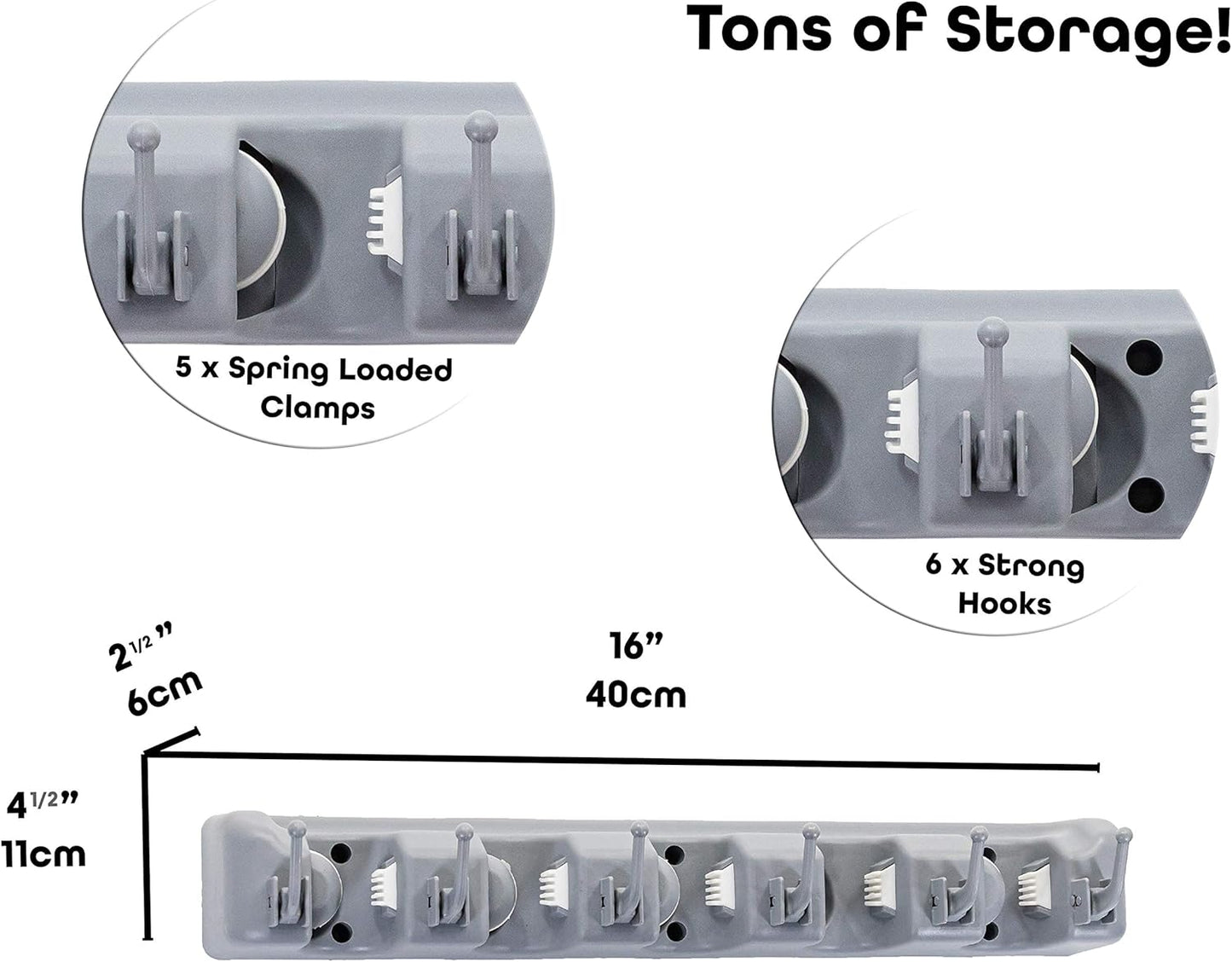 Broom & Mop Wall Mounted or Garden Tools Organizer 1.30 inches,Light G