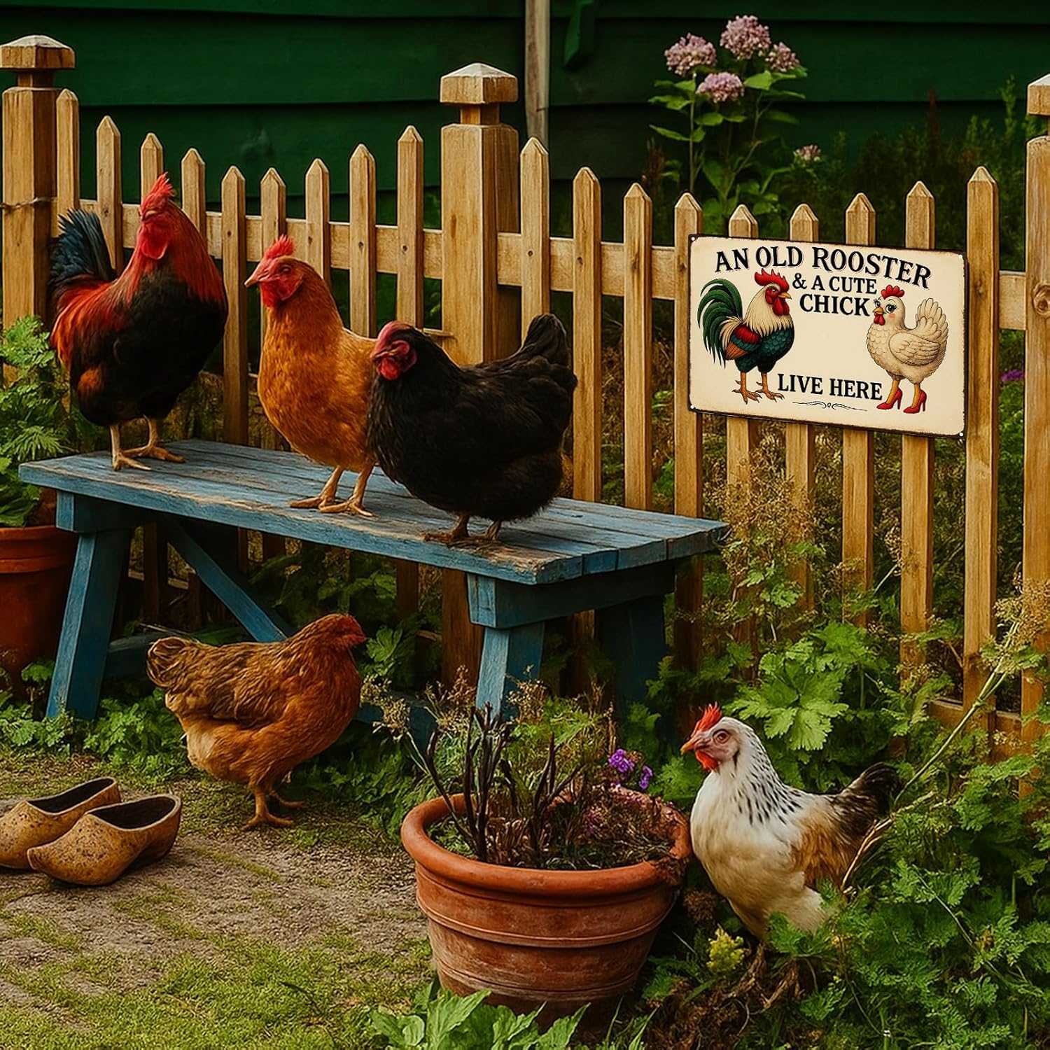 Madewell Living Funny Chicken Coop Sign, Farmhouse Wall Decor Metal Ti