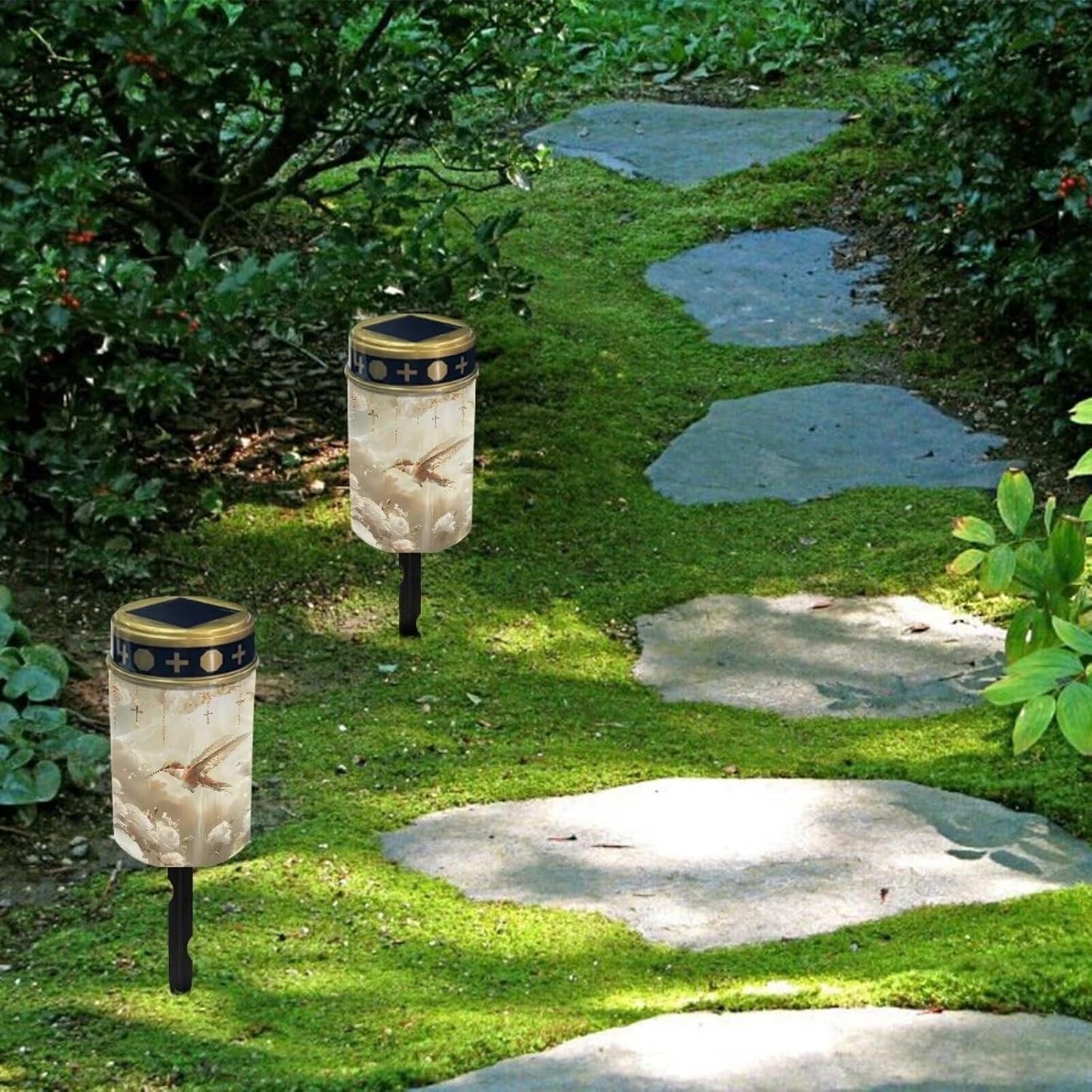 Hummingbird Solar Garden Lights Cemetery Solar Lights Flameless Lamp Led Electronic Candles Outdoor Grave Decoration