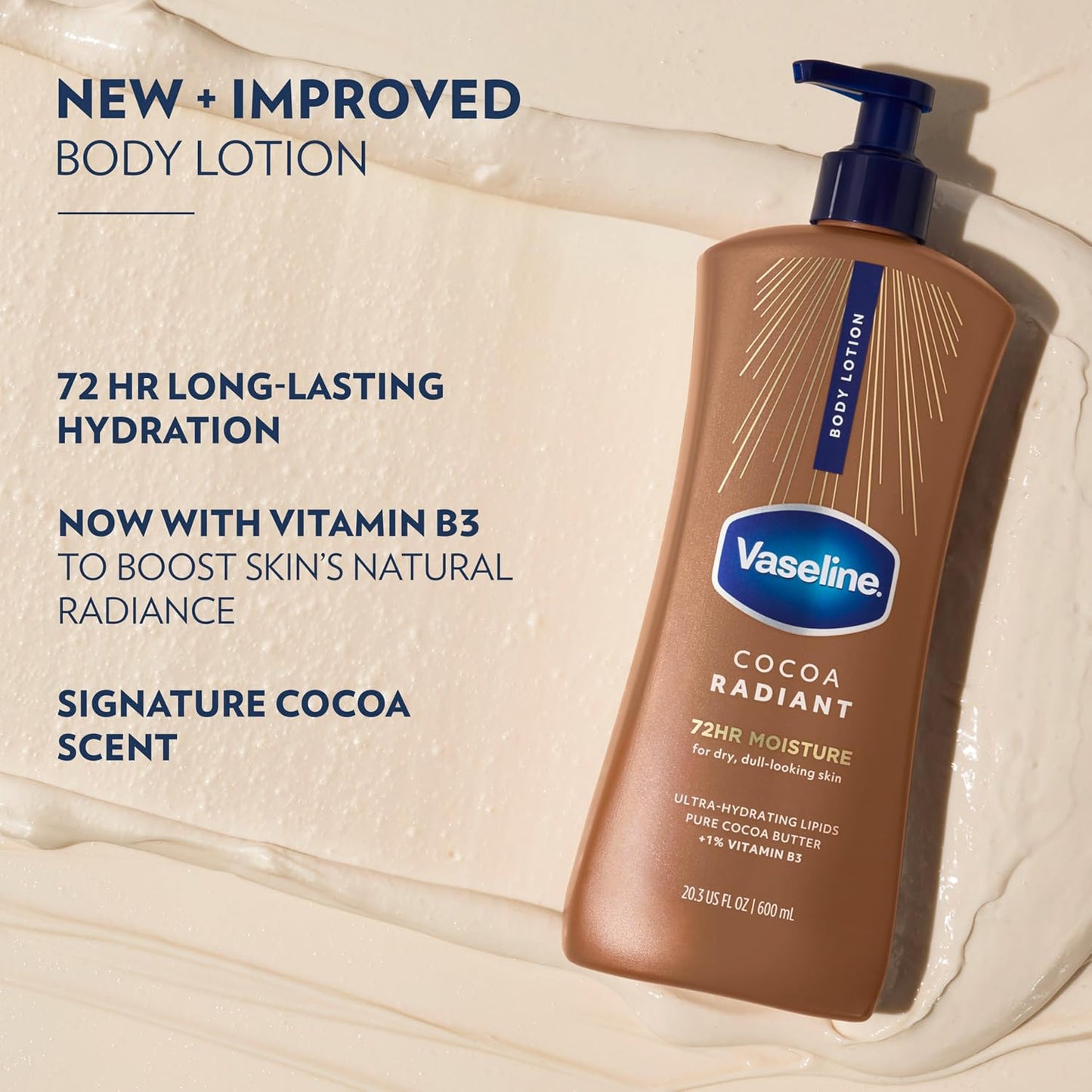 Vaseline Intensive Care Body Lotion Cocoa Radiant 3 count for Dry Skin