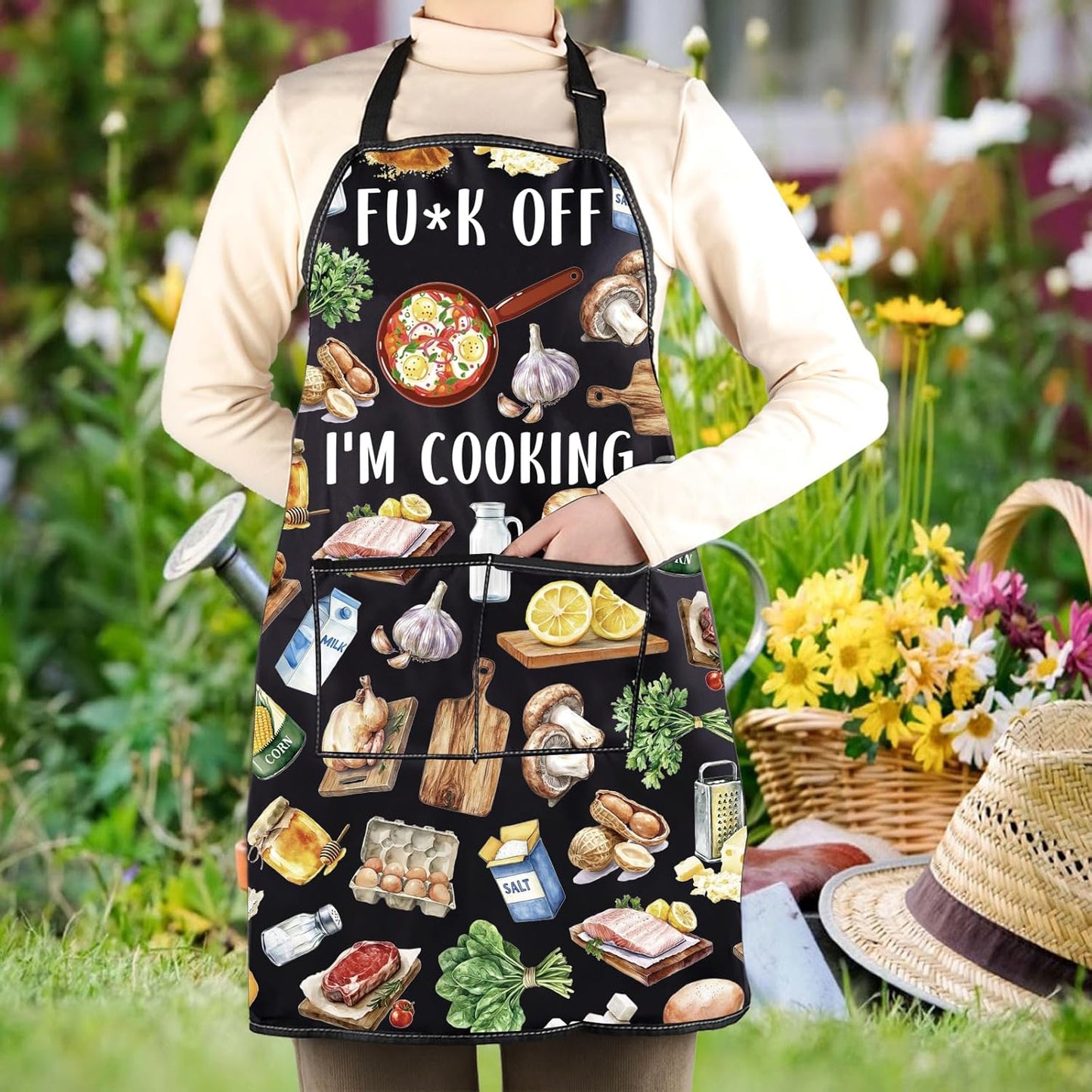 WCGXKO Fu*k off I’m Cooking Kitchen Apron Cooking Gift Rude Profanity Gift Sarcasm Cooking Chef Merch