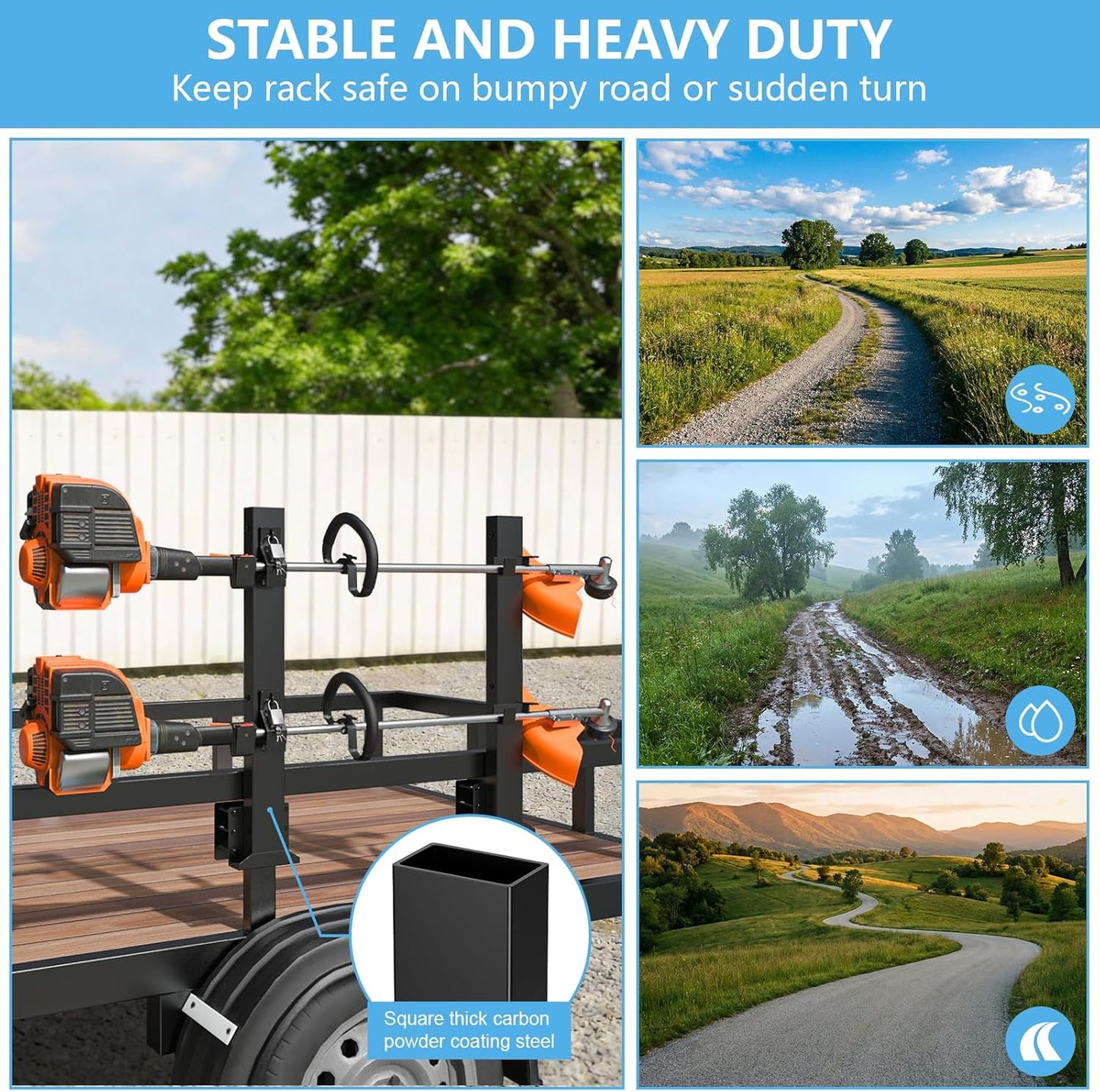 Weedeater Rack for Trailer with Lock, 2 Place Weed Eater Rack Rectangu