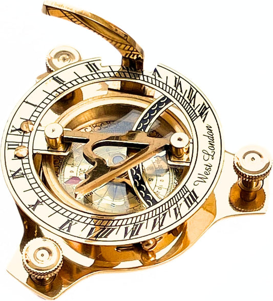 Vintage Shiny Brass Pirate's Booty Compass – Nautical Maritime Sundial Navigation Tool for Travelers, Hikers, Adventure Gear & Collectible Decor