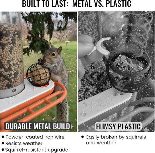 Upgraded Black Metal Suet Ball Holder – Compatible with Bird Buddy Fee