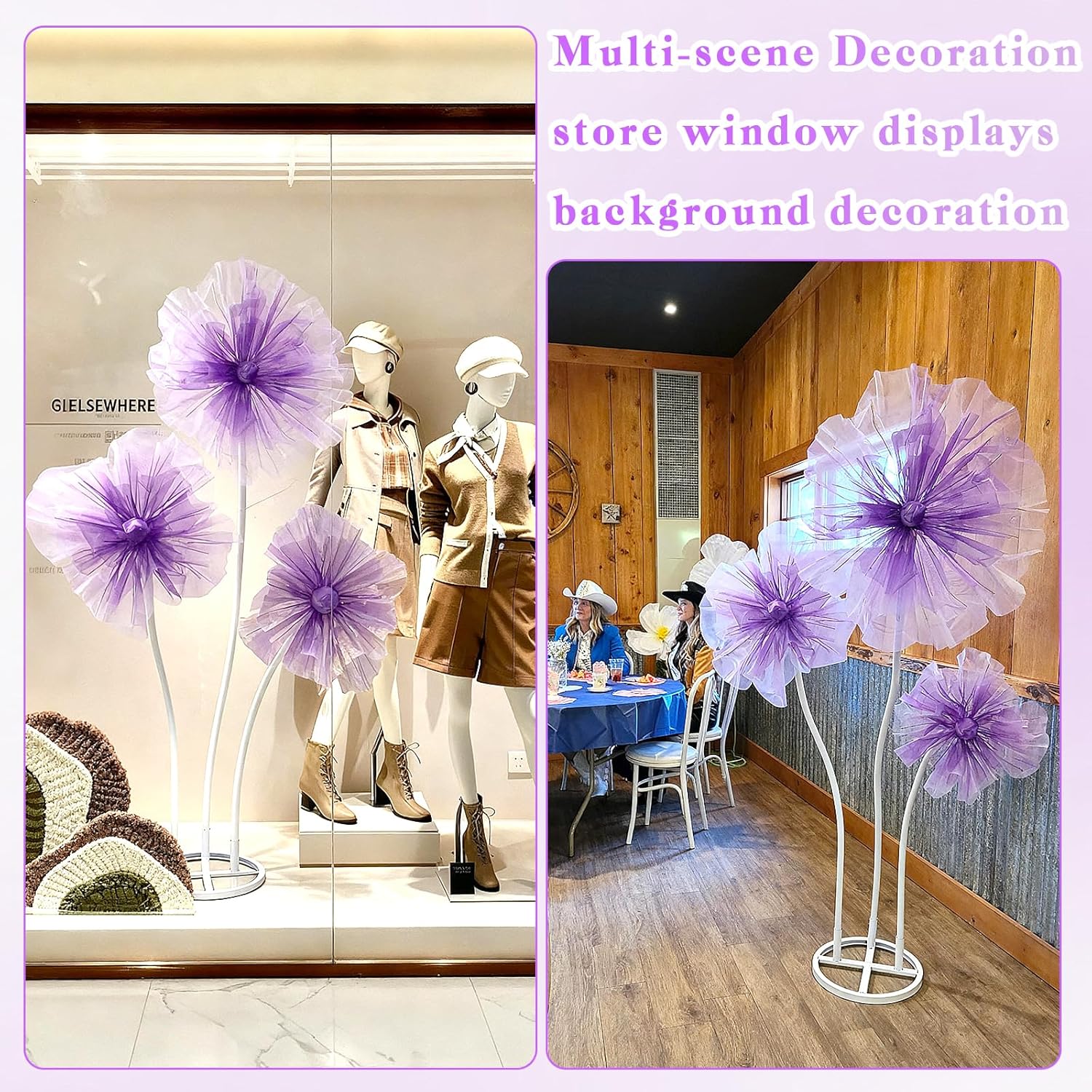 WARMALL 3PCS Giant Flowers for Decoration, 5.9Ft Large Artificial Silk