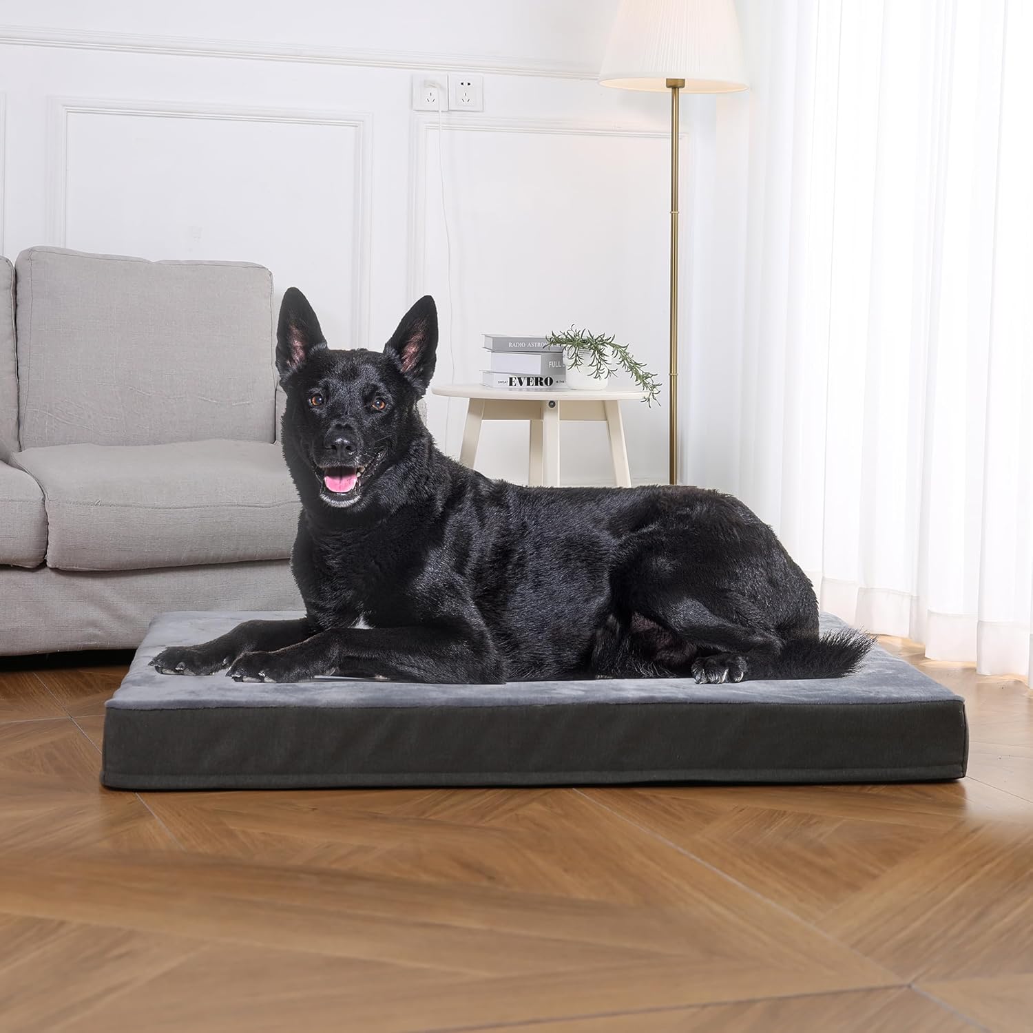 Amazon Basics Dog Bed with Cooling Gel Memory Foam, Machine Washable R