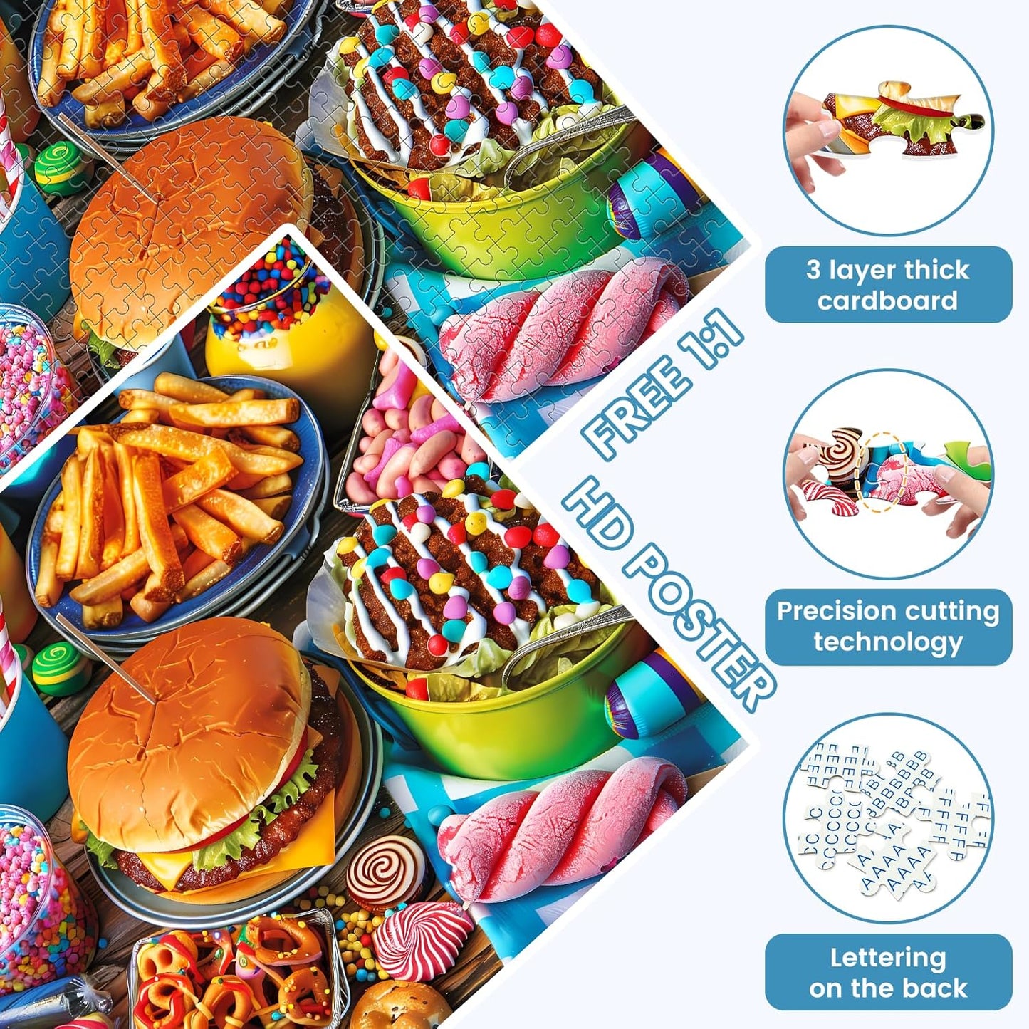 500 Piece Puzzle for Adults, Hamburger Jigsaw Puzzles, Youths Favorite
