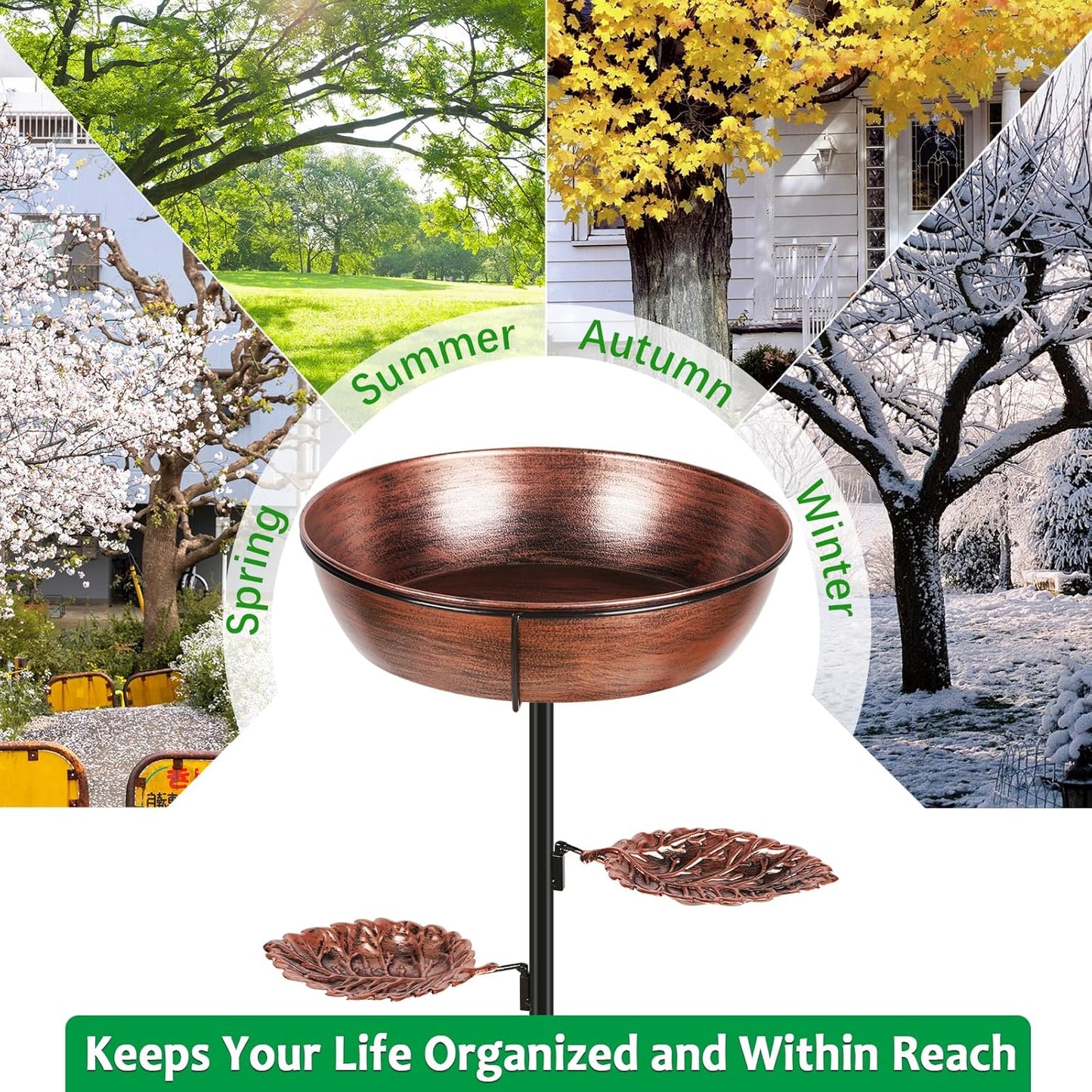 Metal Bird Bath for Outdoor - Garden Bird Bath with Removable Bowl Heavy-Duty Base, Winter Birdbath Feeder Rust-Proof Birdbaths for Garden Yard Lawn Decor, Easy to Install(Bronze)