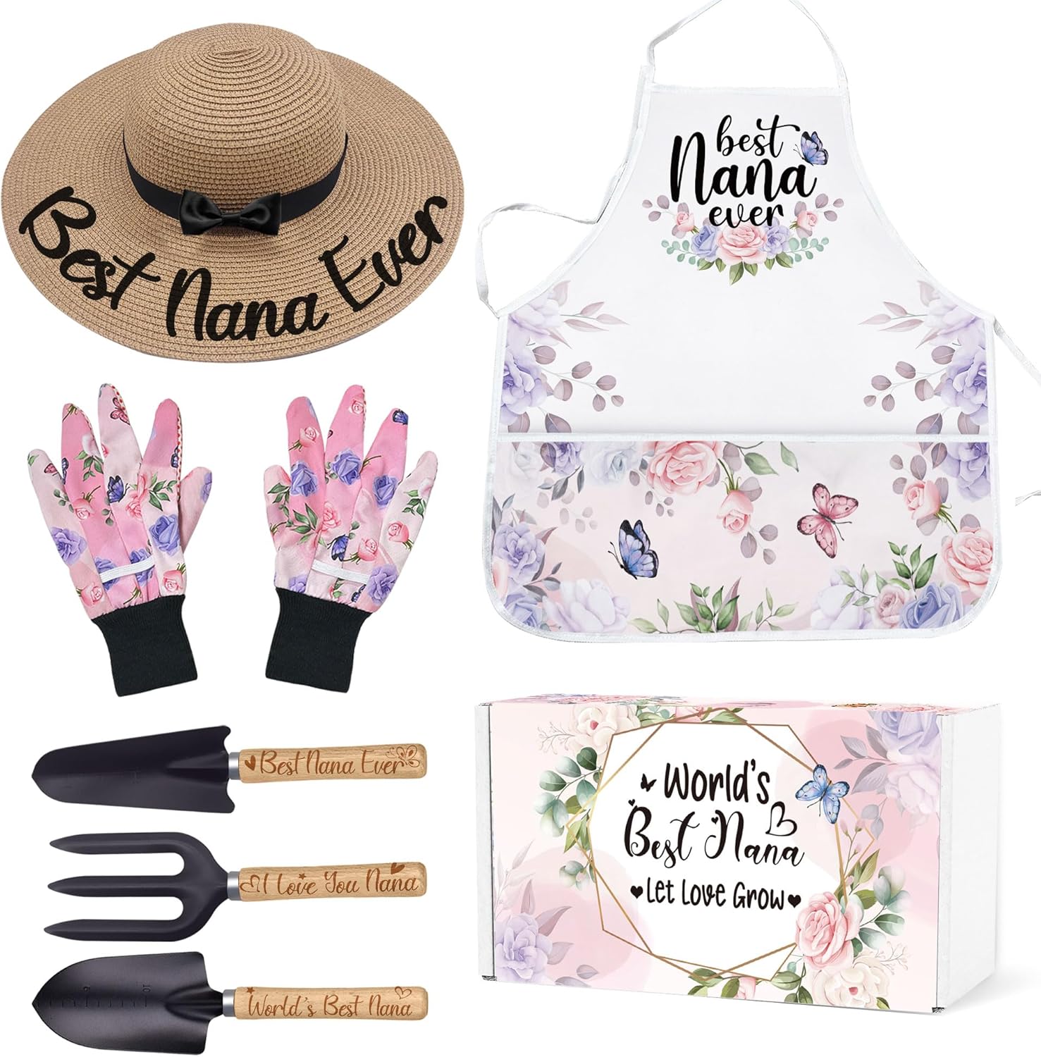 Nana Gardening Tools Kit With Gloves, Apron and Hat - Best Nana Ever G