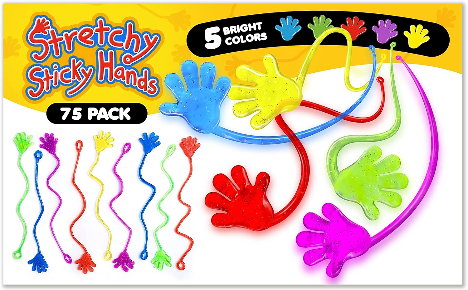 75 Pcs Bulk Sticky Hands for Kids - Slappy Slap Little Small Hands Sti