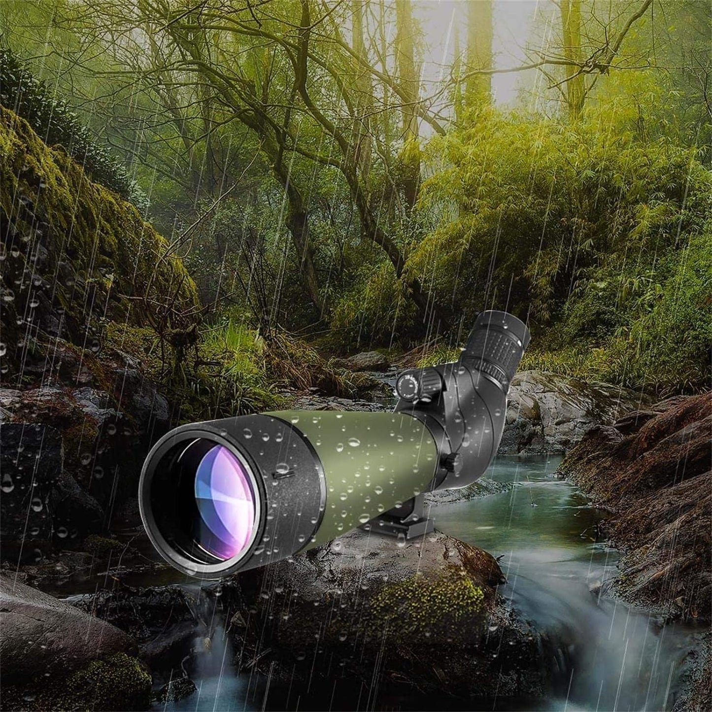 GOSKY 20-60x80 HD Spotting Scope with Tripod, Carrying Bag - BAK4 Angled Scope for Target Shooting Hunting Bird Watching Wildlife Scenery (with Smartphone Adapter+SLR Mount Compatible with Nikon)