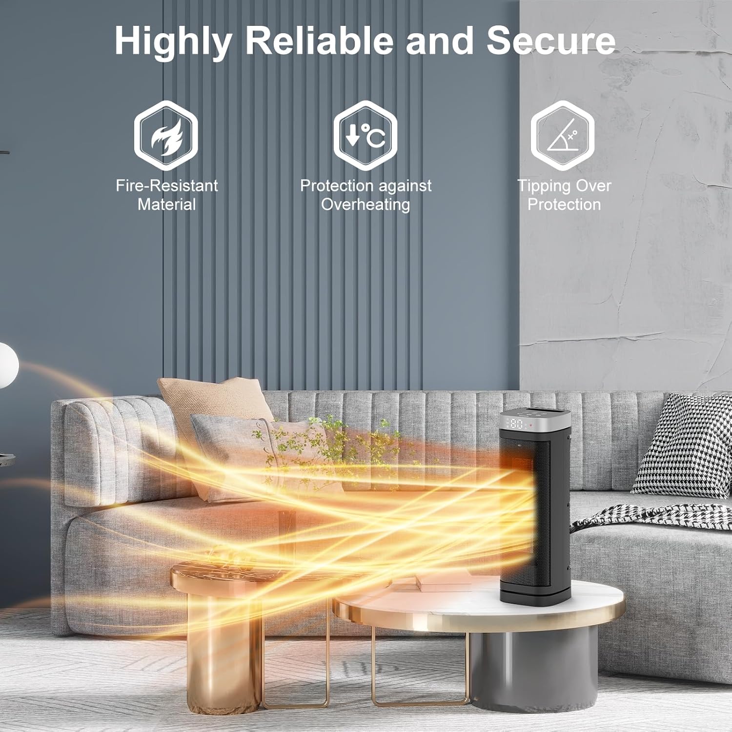 Space Heater, WINHL 17 Inches Electric Heaters for Indoor Use with The