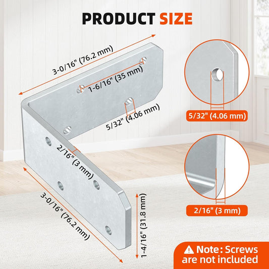 3"×3"×1.2" 90 Degree Galvanized Corner Brace, Heavy Duty L Shape Brack