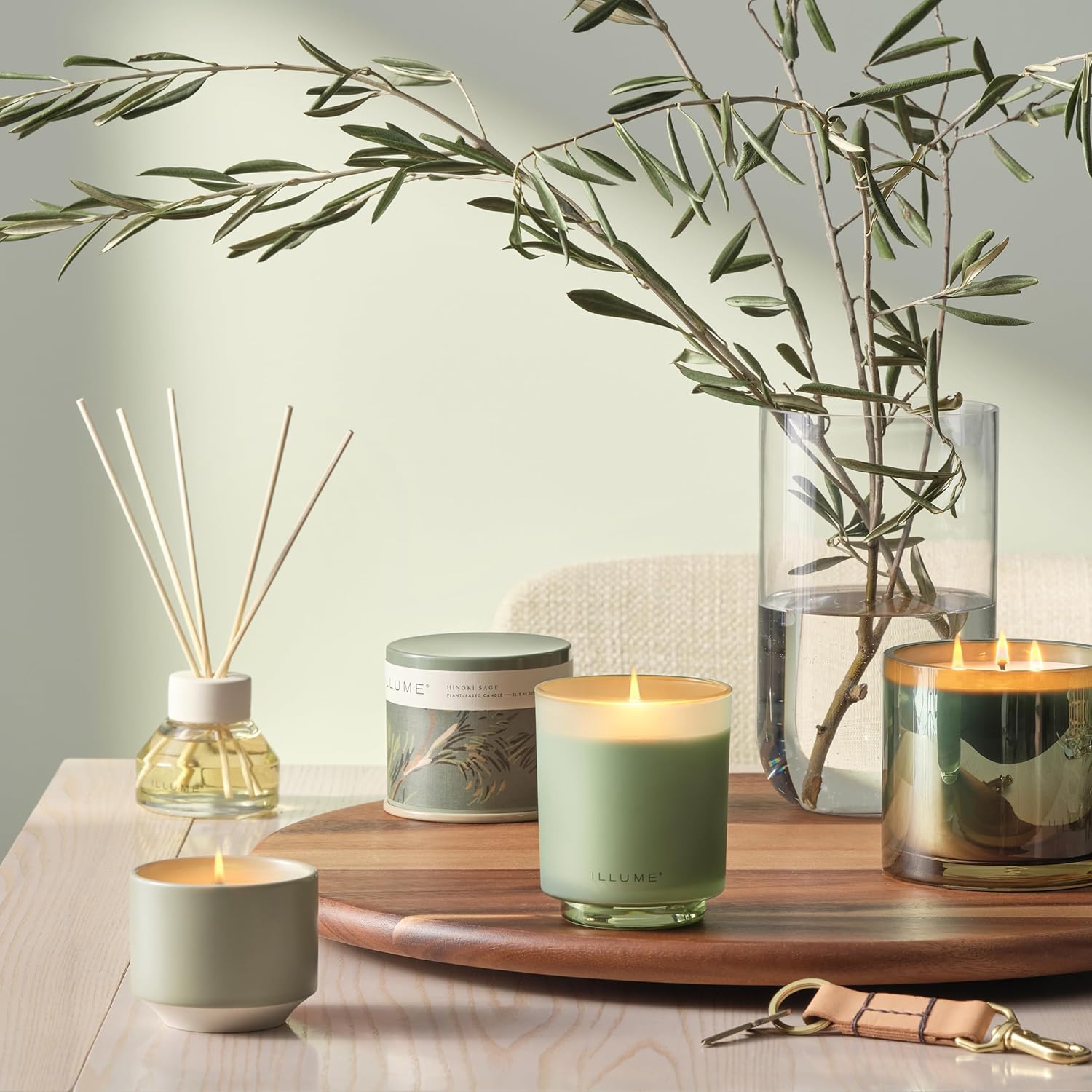 Illume Beautifully Done Essentials Hinoki Sage Boxed Glass Scented Soy