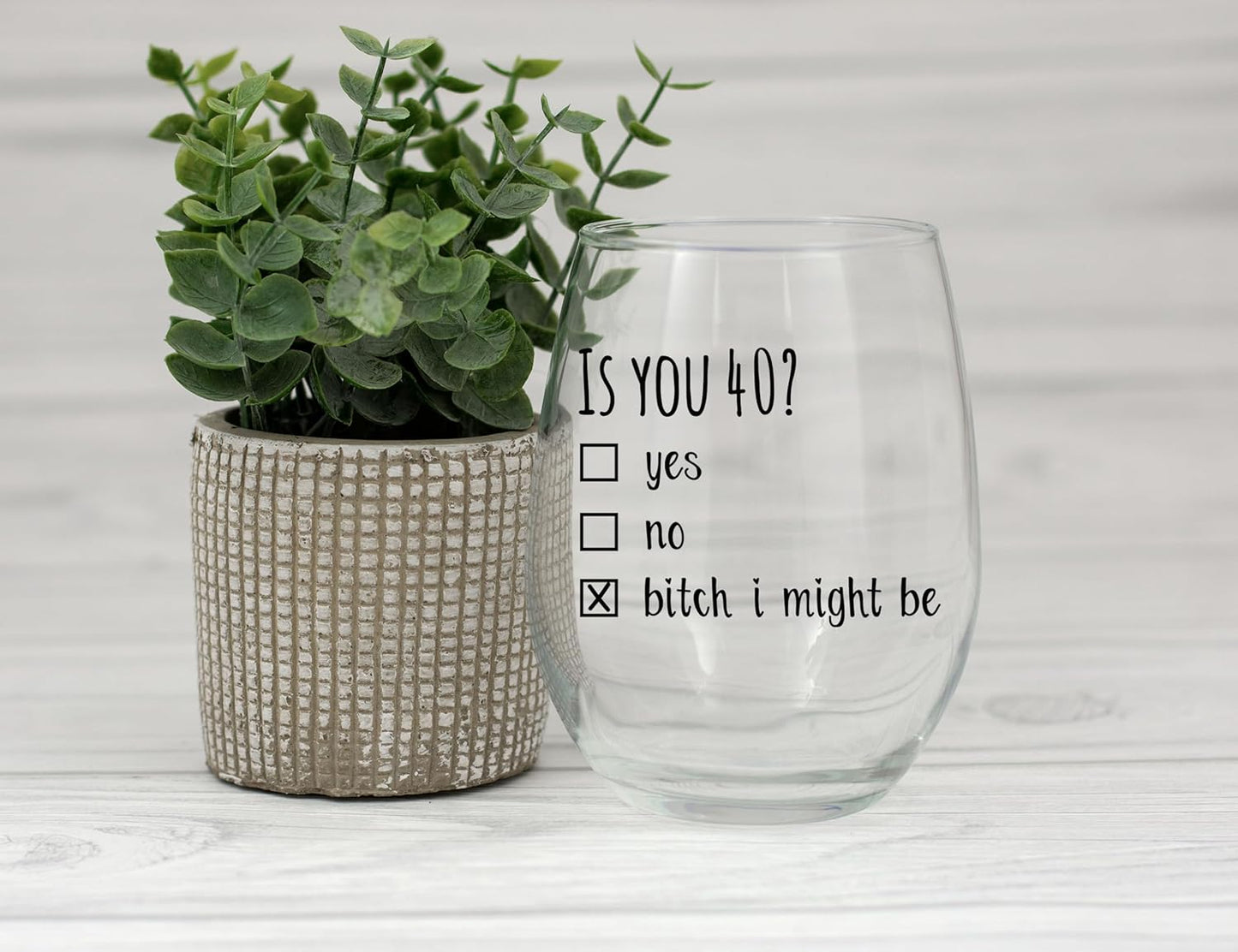 Gelid 40th Birthday Gifts for Women and Men Wine Glass - Funny Is You 40 Gift Idea for Mom Dad Husband Wife – 40 Year Old Party Supplies Decorations for Him, Her - 15oz