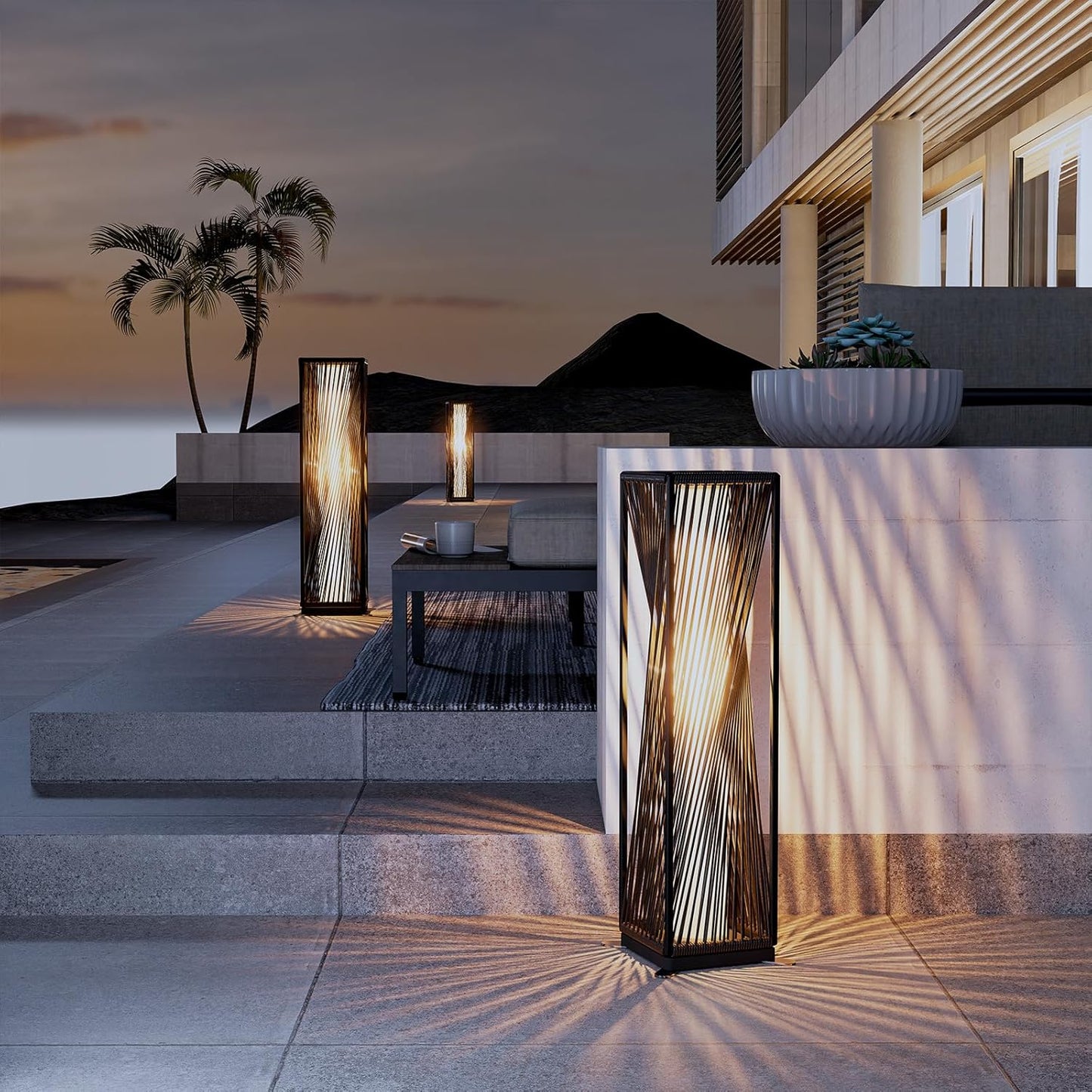 Solar Yard Outdoor Solar Floor Lamp Resin Wicker Solar Light Outdoor Waterproof for Yard, Garden, Pathway, Deck, Dazzle Dance
