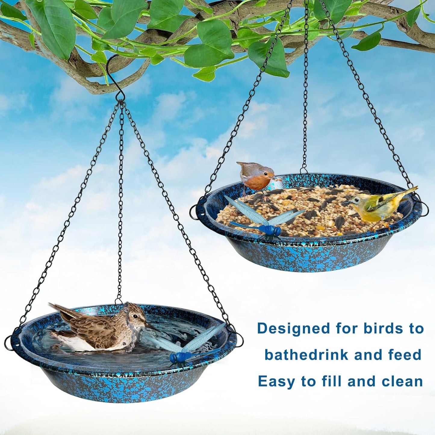 Hanging Bird Bath for Outdoors 11.4 inch Birdbath Bowl Window Birds Fe