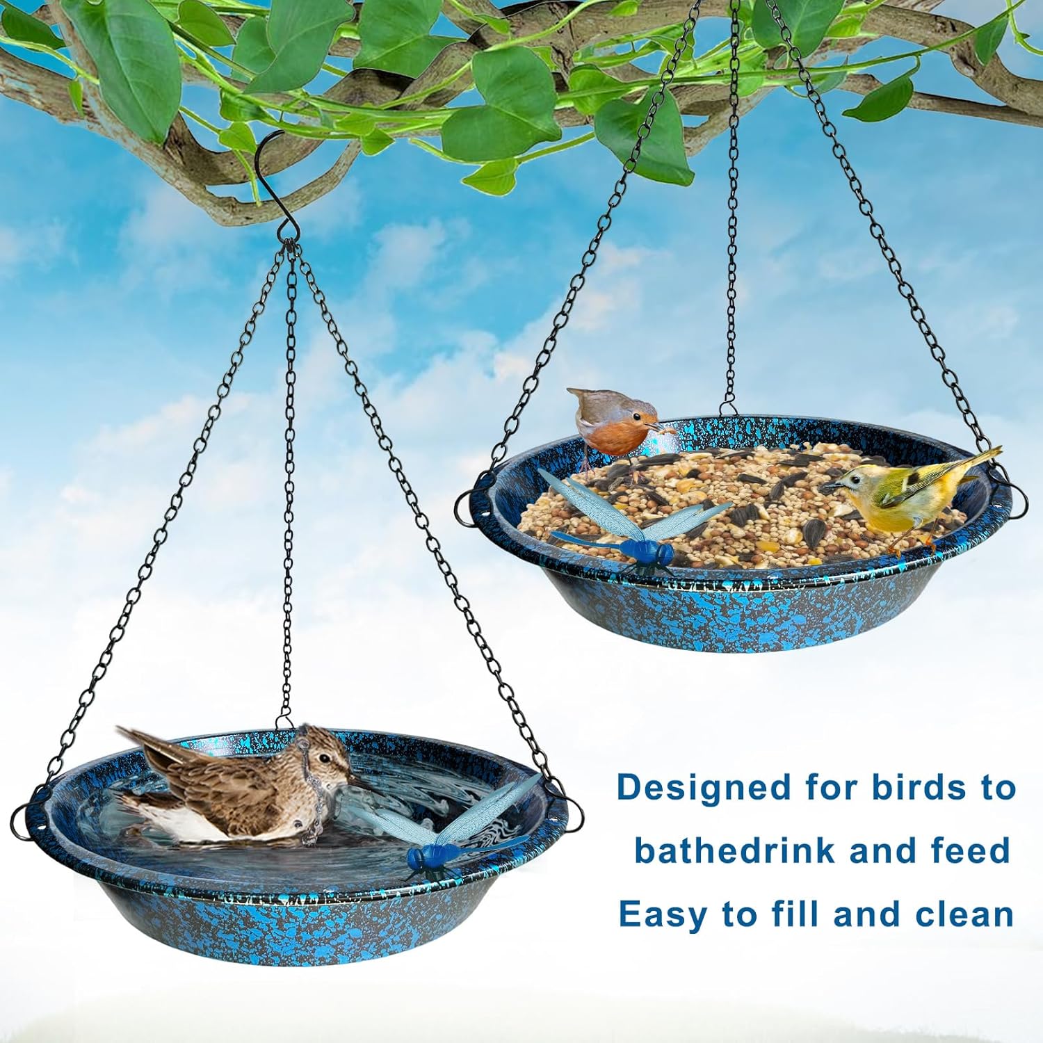 Hanging Bird Bath for Outdoors 11.4 inch Birdbath Bowl Window Birds Fe