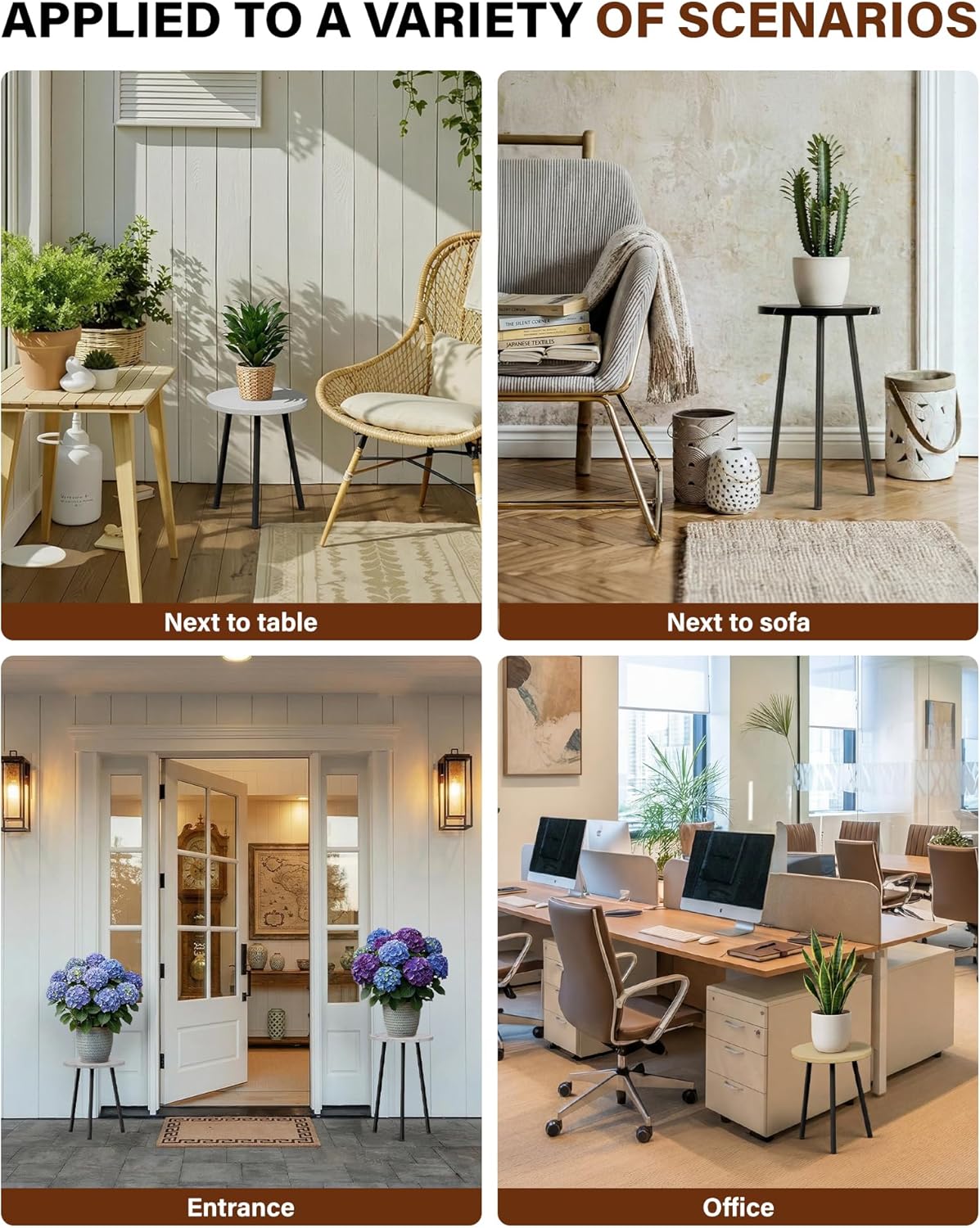 Plant Stand Indoor 2 Pack: Plant Table 14''&20'' Wooden & Metel Heavy 
