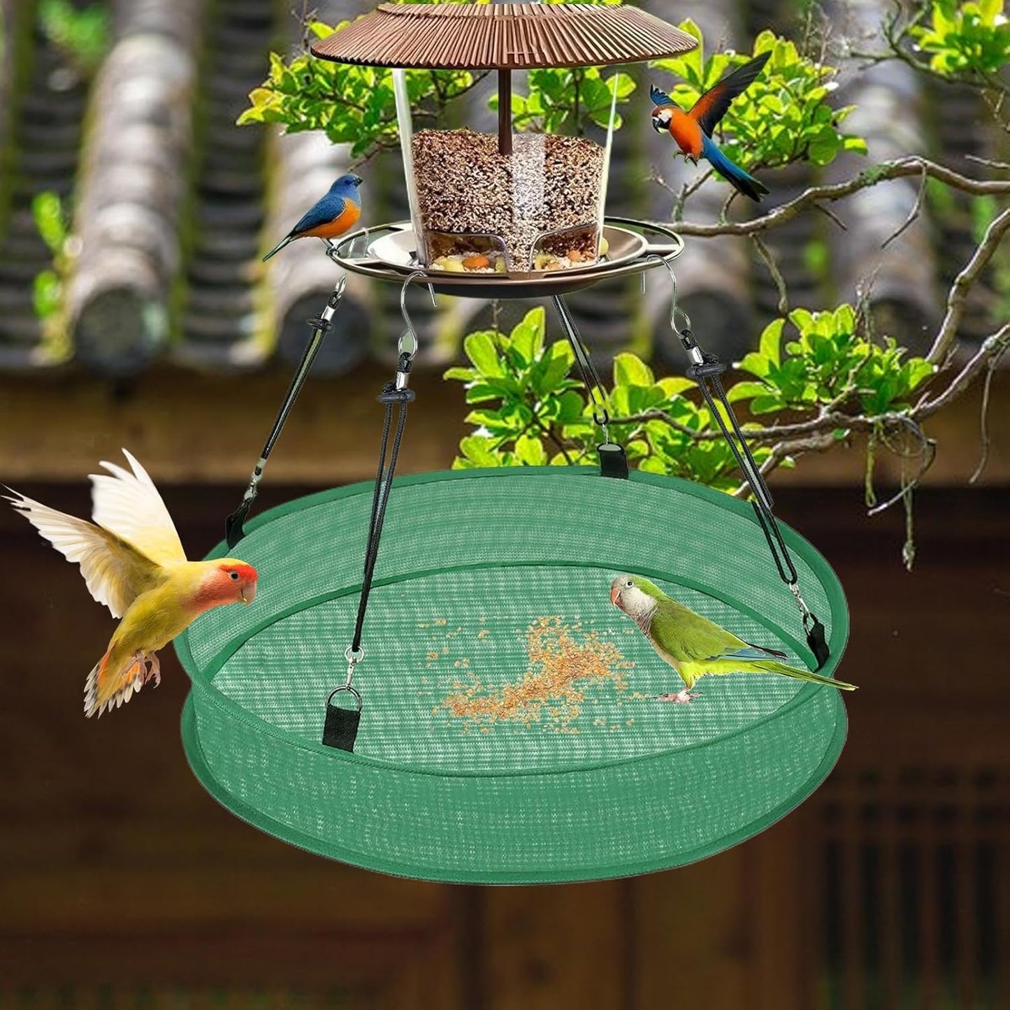 Bird Feeder Tray - Humming Bird Feeder, Weatherproof Feeding Device, Heavy Duty Catcher Tray, Excellent Outdoor Birds Supplies, Interactive Goldfinches Sparrows Finches Chickadees Use 50x50x10cm