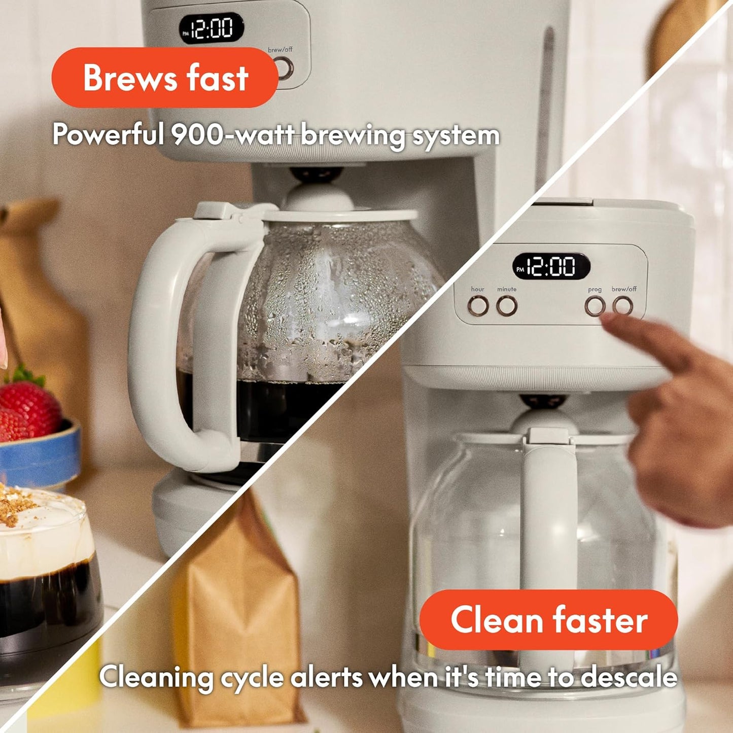 BELLA 12 Cup Programmable Coffee Marker, Reusable Dishwasher Safe Acce