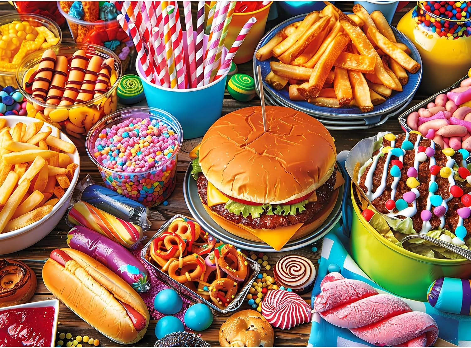 500 Piece Puzzle for Adults, Hamburger Jigsaw Puzzles, Youths Favorite