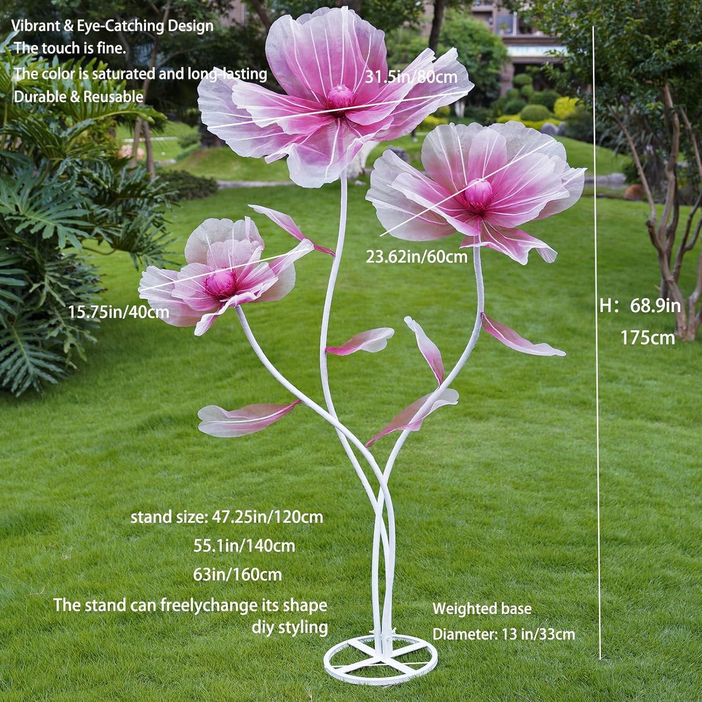 Giant Flowers for Decoration,Oversized Artificial Flowers with Stand,L