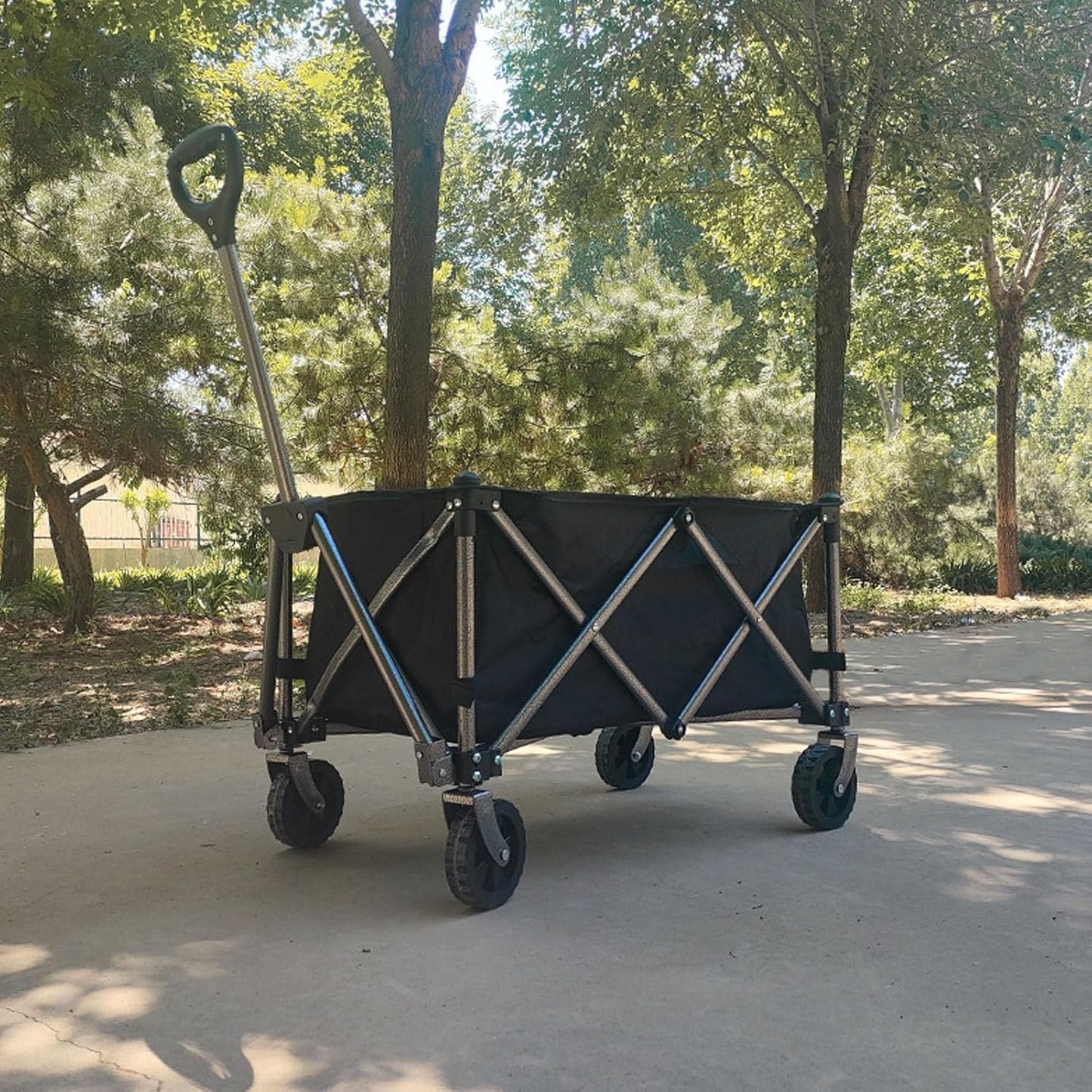 Utility Grocery Wagon, Outdoor Utility Cart, 100L Polyester Steel Folding Wagon Beach Cart with Wheels for Sports Shopping Camping Fishing