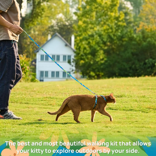 Cat Harness and Leash Set - Escape Proof Adjustable Cat Harness, Comfo
