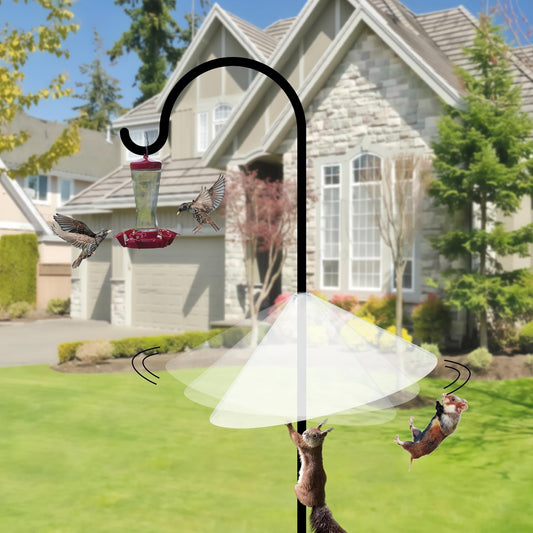 Squirrel Baffle for Bird Feeder Pole - 19 Inch for Shepherd’s Hook, Squirrel Proof Cone (1 Pack, Transparent)