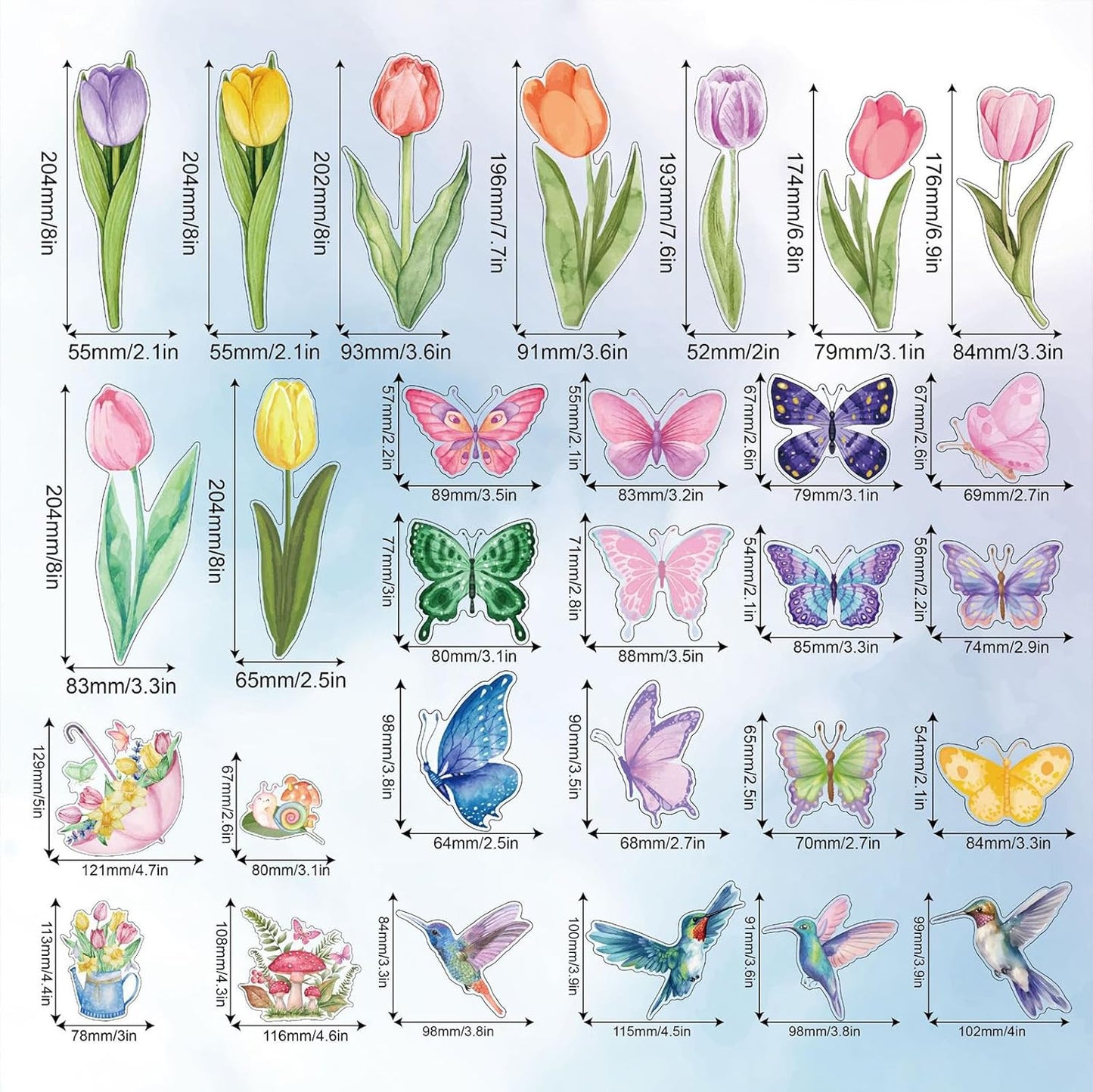 83 PCS Window Clings Spring Flower Window Stickers Decorations for Glass Windows, Easter Tulip Butterfly Flower Window Decals