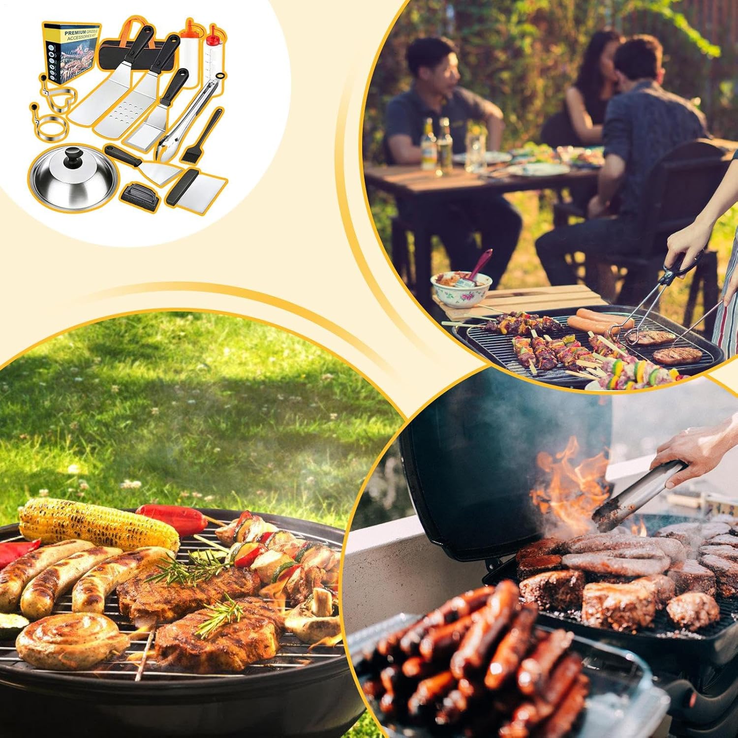 Barbecue Set - Efficient Grill Accessories Tool,Portable Heavy-Duty 14