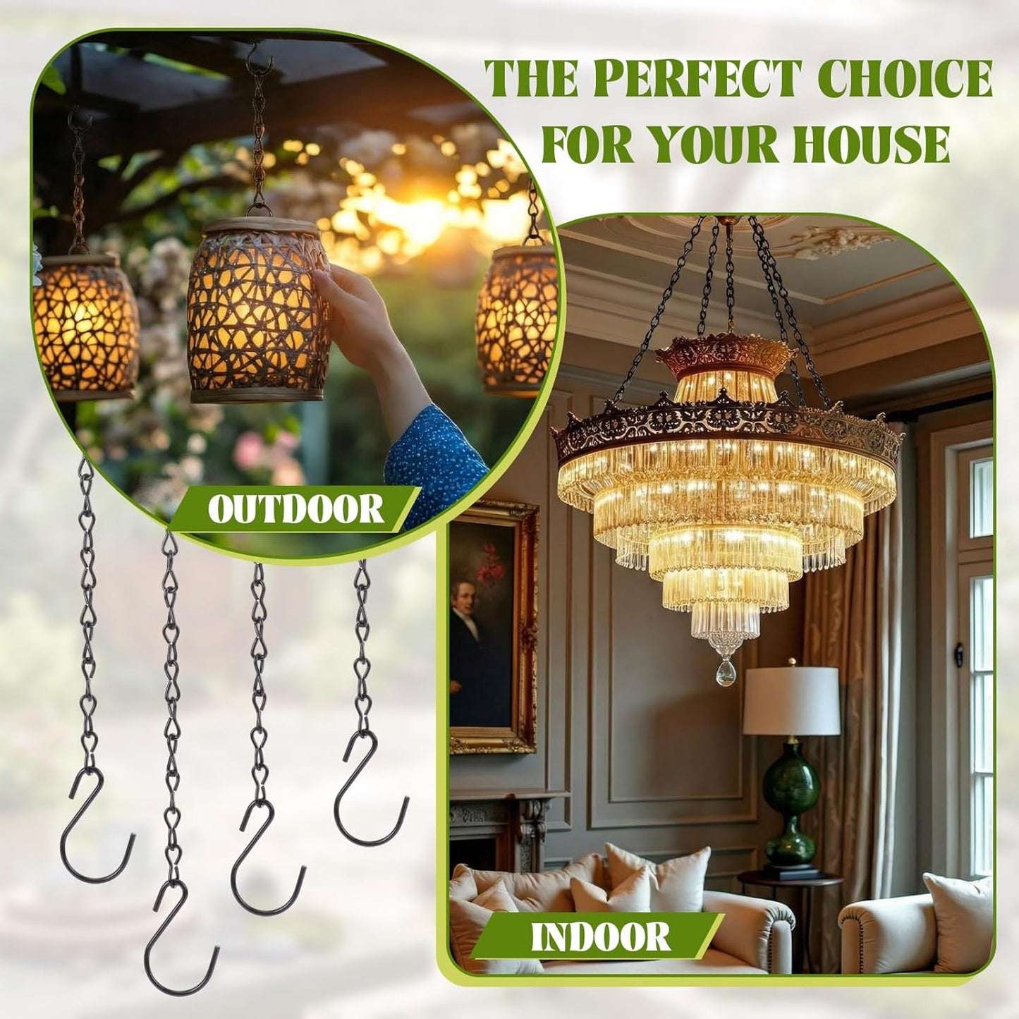 Frienda 500 Inch Metal Hanging Chains and Hanging Basket Hooks Set Small Chain with S Hooks DIY Plant Chain for Bird Feeder Birdbath Planters Grow Lights Lanterns Wind Chime and Ornaments