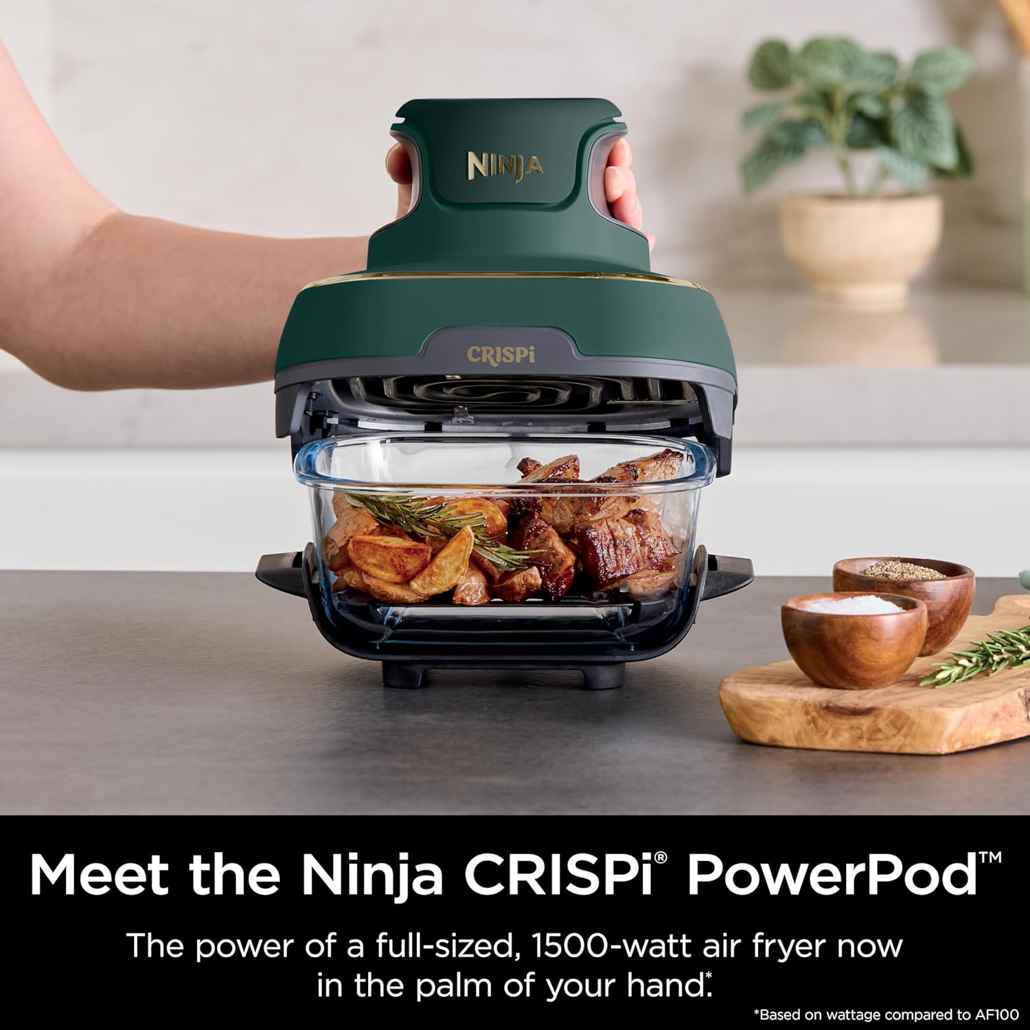 Ninja Crispi 5-in-1 Glass Air Fryer | 450°F, Nontoxic, 4QT & 6-Cup Con